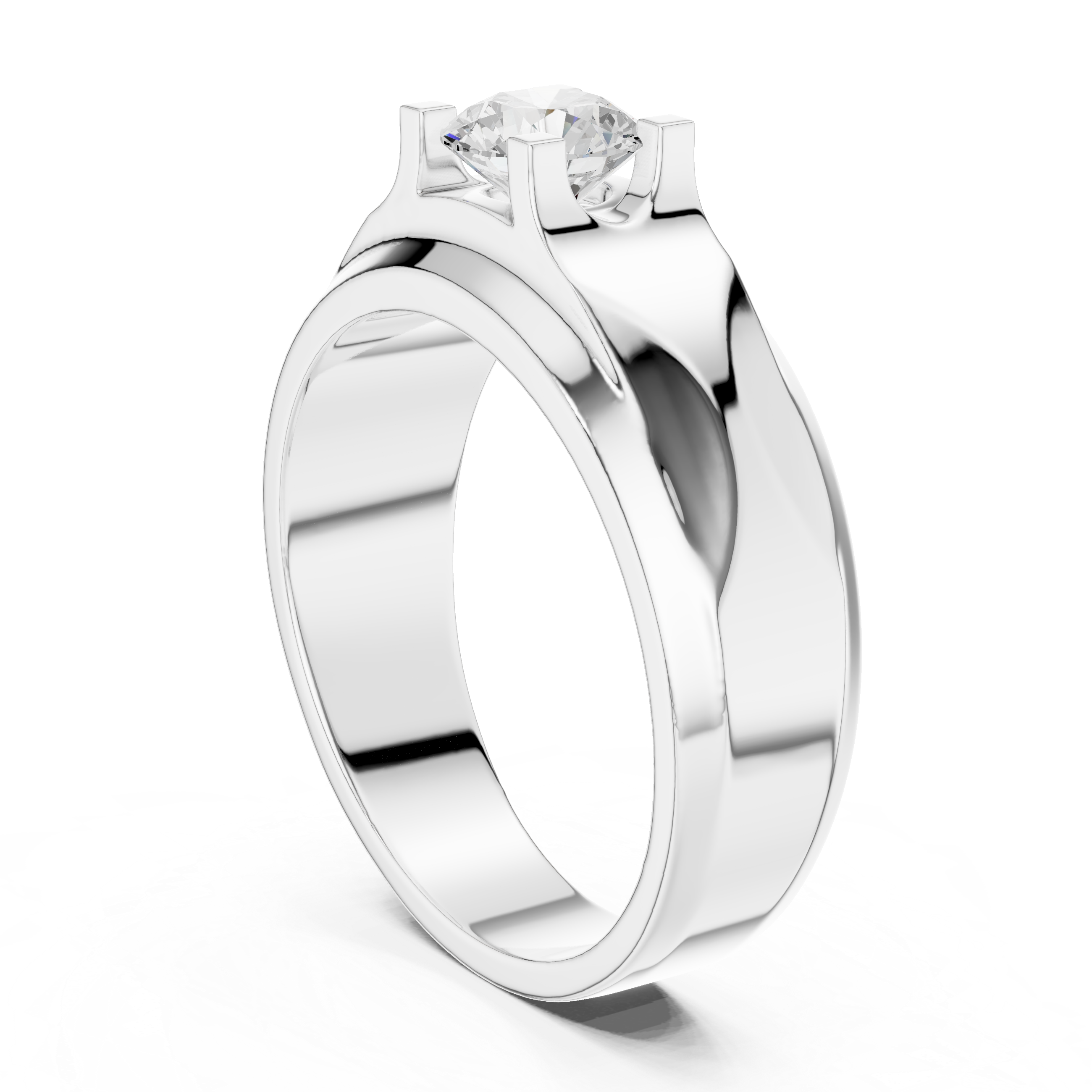 Men’s Two-Tone Solitaire Diamond Ring – 0.75 CT Modern Geometric Wedding Band