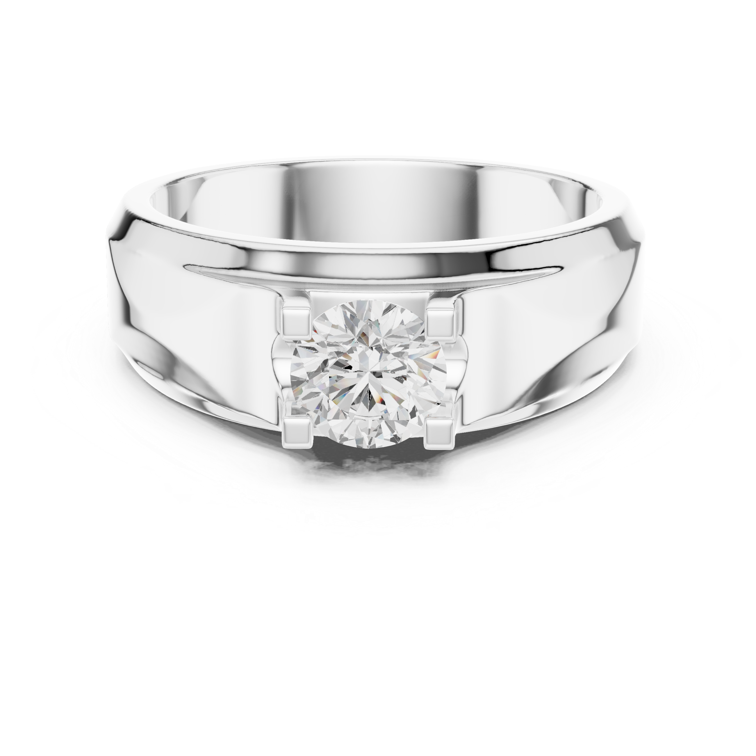Men’s Two-Tone Solitaire Diamond Ring – 0.75 CT Modern Geometric Wedding Band