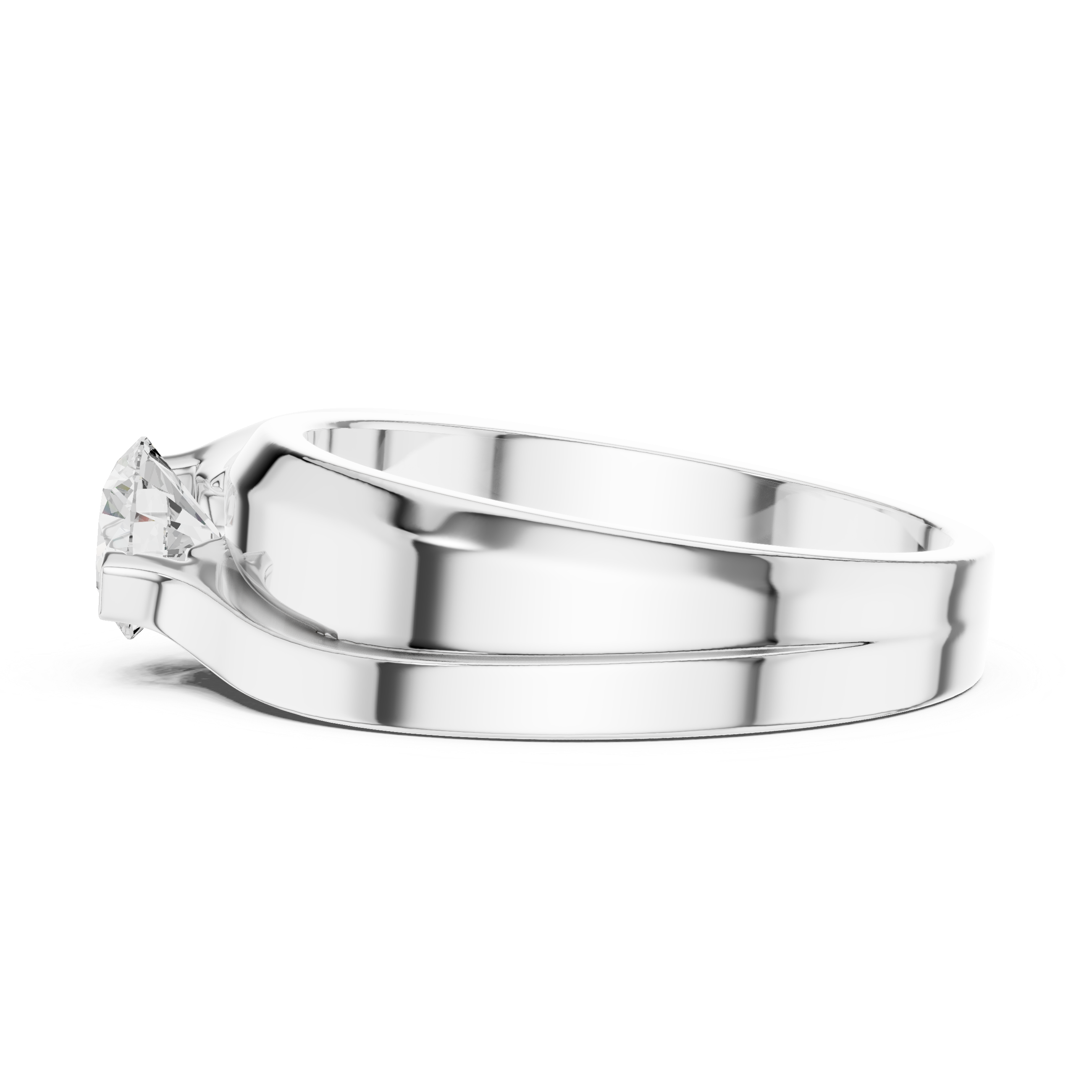 Men’s Two-Tone Solitaire Diamond Ring – Modern Crossover Band with 0.75 CT Center Stone