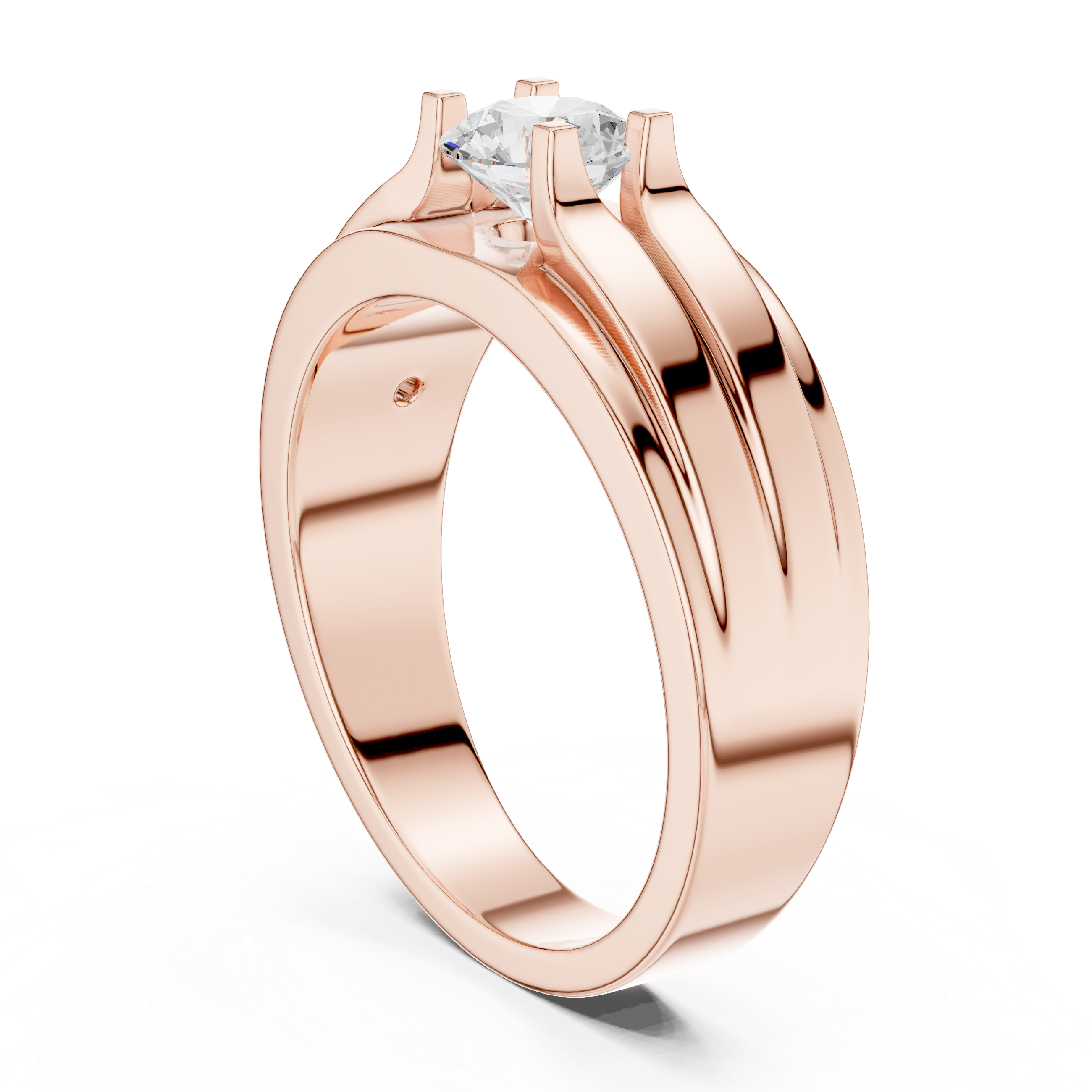 Men’s Two-Tone Solitaire Diamond Ring – 0.75 CT Modern Parallel Band Design