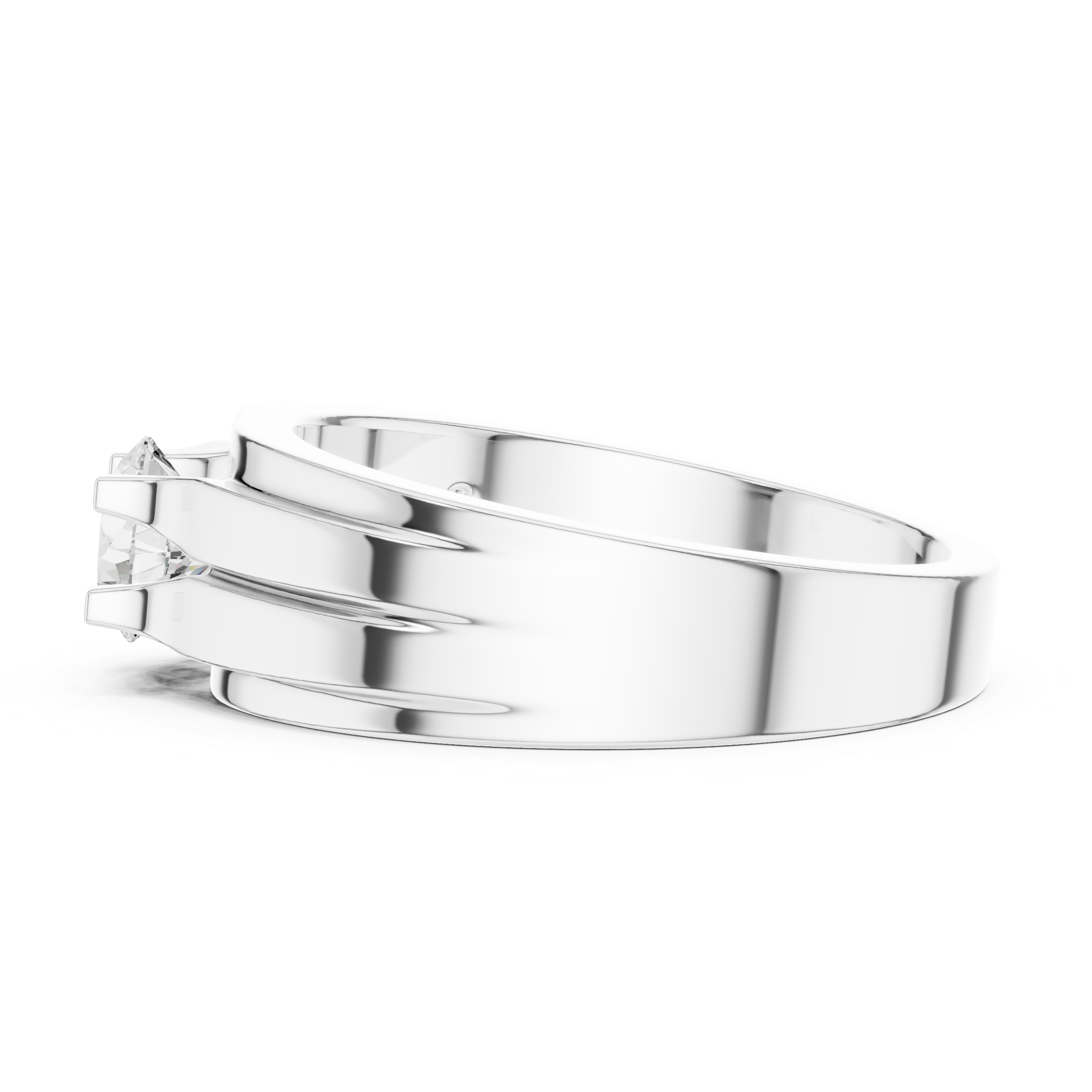 Men’s Two-Tone Solitaire Diamond Ring – 0.75 CT Modern Parallel Band Design