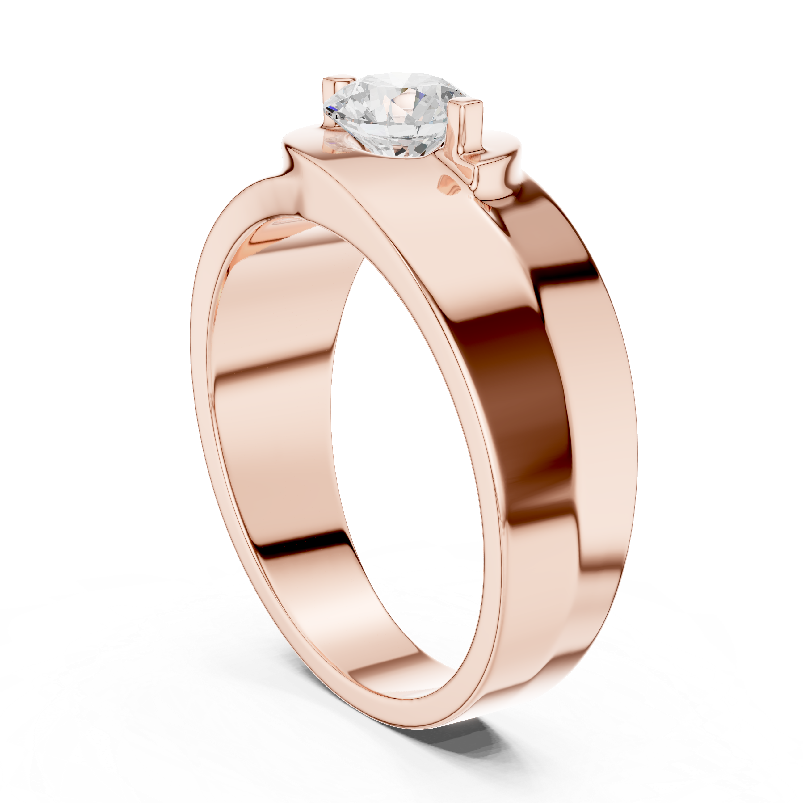 Men’s Two-Tone Solitaire Diamond Ring – Modern Split-Face Engagement Band with 0.75 CT Center Stone