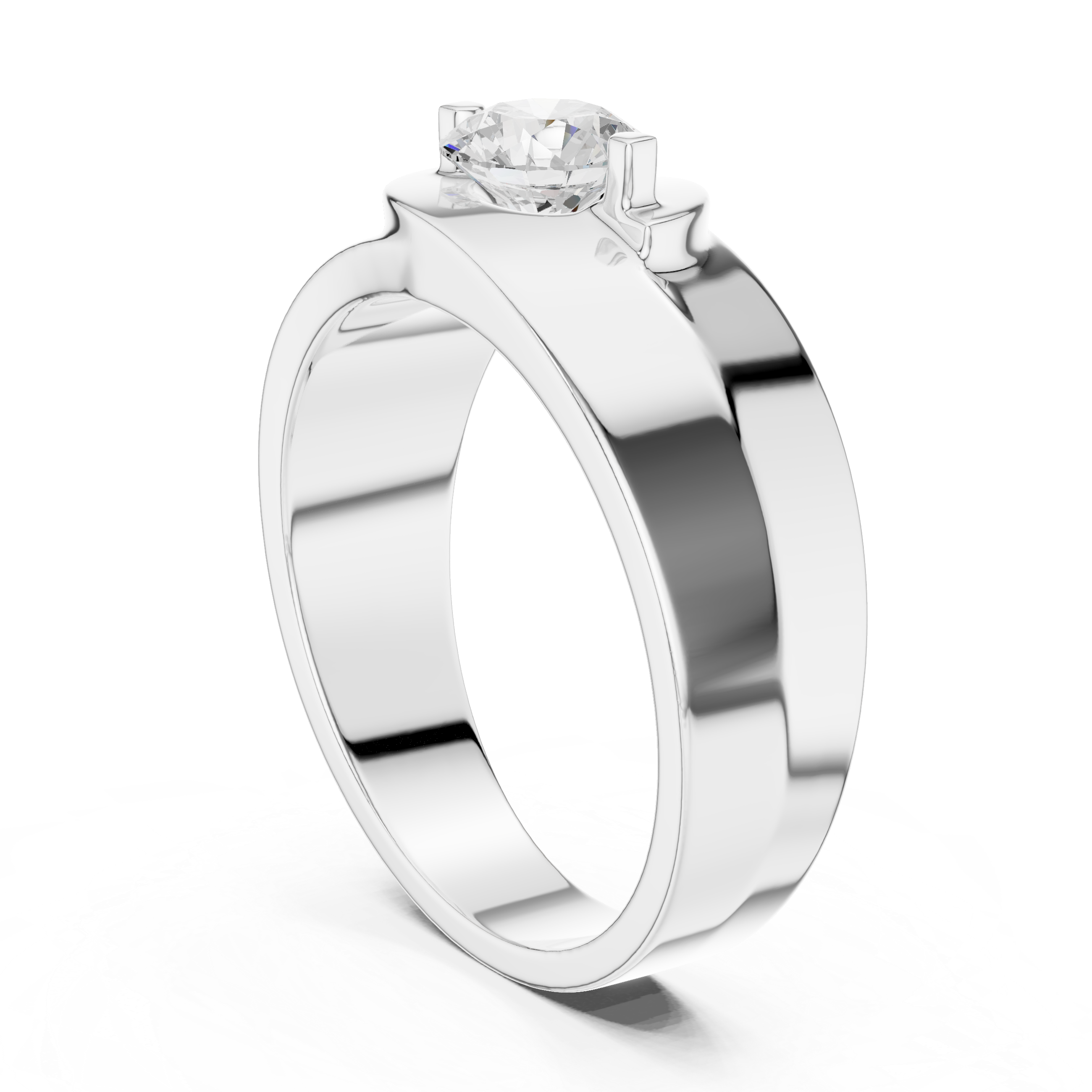 Men’s Two-Tone Solitaire Diamond Ring – Modern Split-Face Engagement Band with 0.75 CT Center Stone