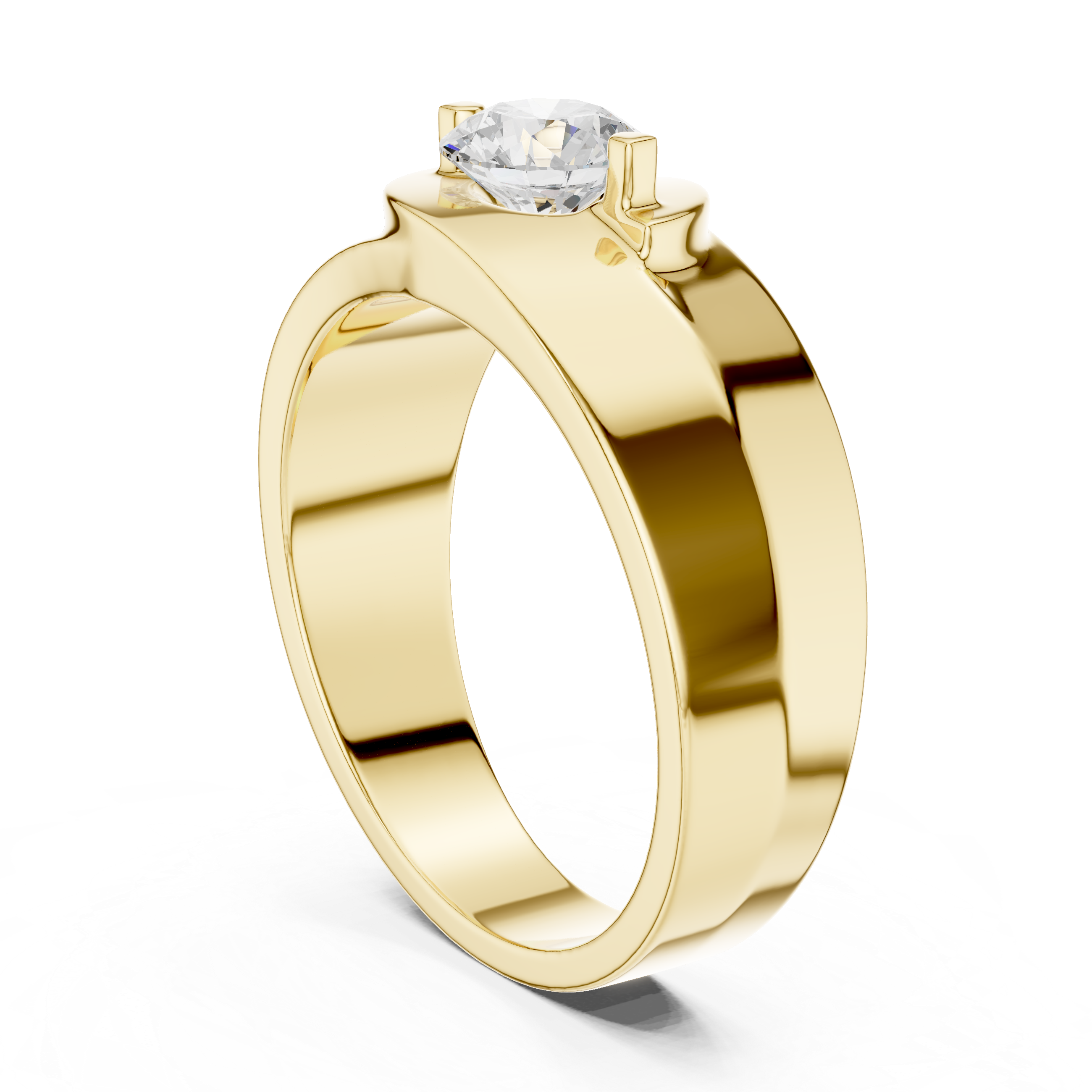 Men’s Two-Tone Solitaire Diamond Ring – Modern Split-Face Engagement Band with 0.75 CT Center Stone