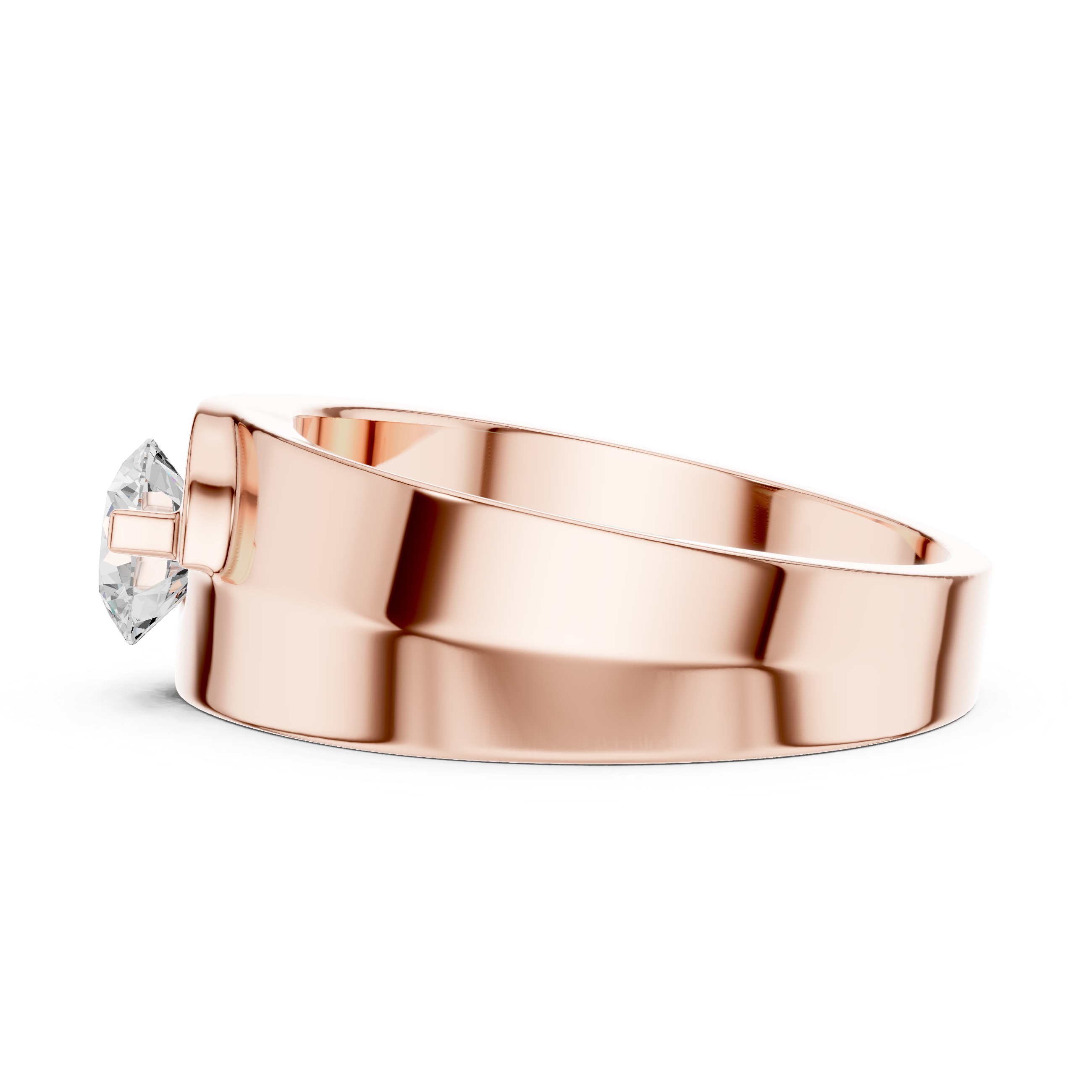 Men’s Two-Tone Solitaire Diamond Ring – Modern Split-Face Engagement Band with 0.75 CT Center Stone