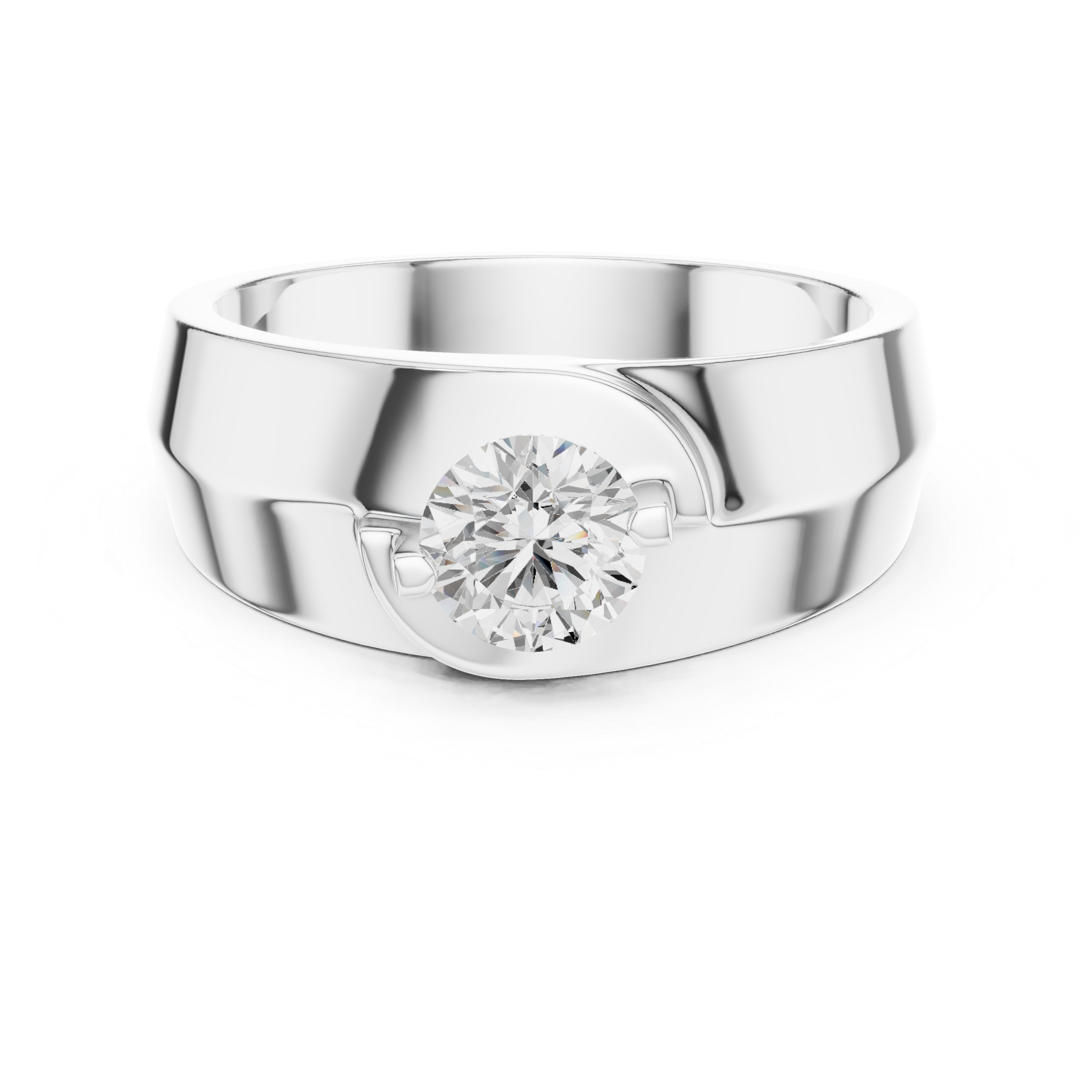 Men’s Two-Tone Solitaire Diamond Ring – Modern Split-Face Engagement Band with 0.75 CT Center Stone