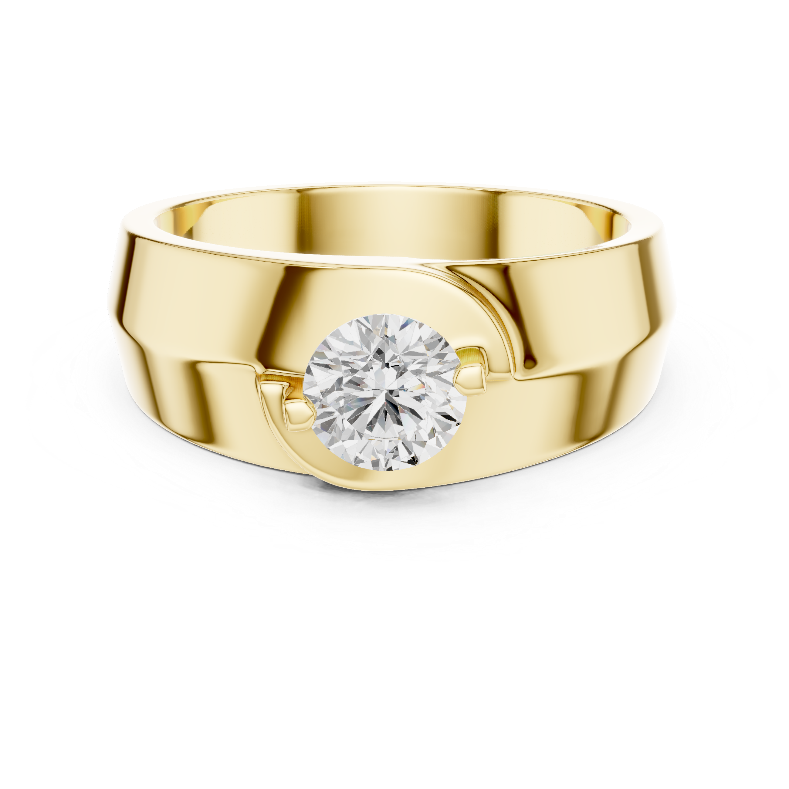 Men’s Two-Tone Solitaire Diamond Ring – Modern Split-Face Engagement Band with 0.75 CT Center Stone