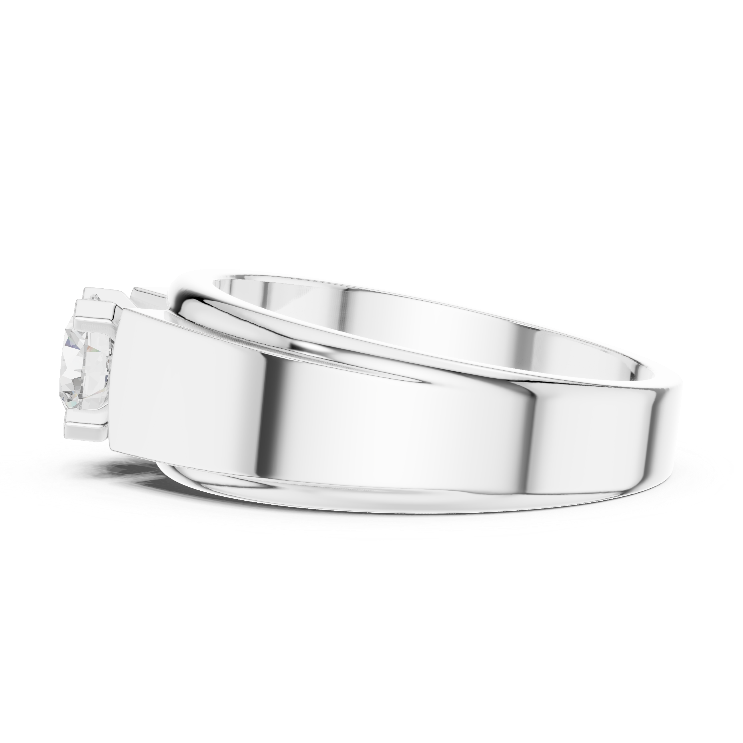 Men’s Solitaire Diamond Ring – Classic Tapered Signet Style Engagement Band with 0.75 CT Round Stone