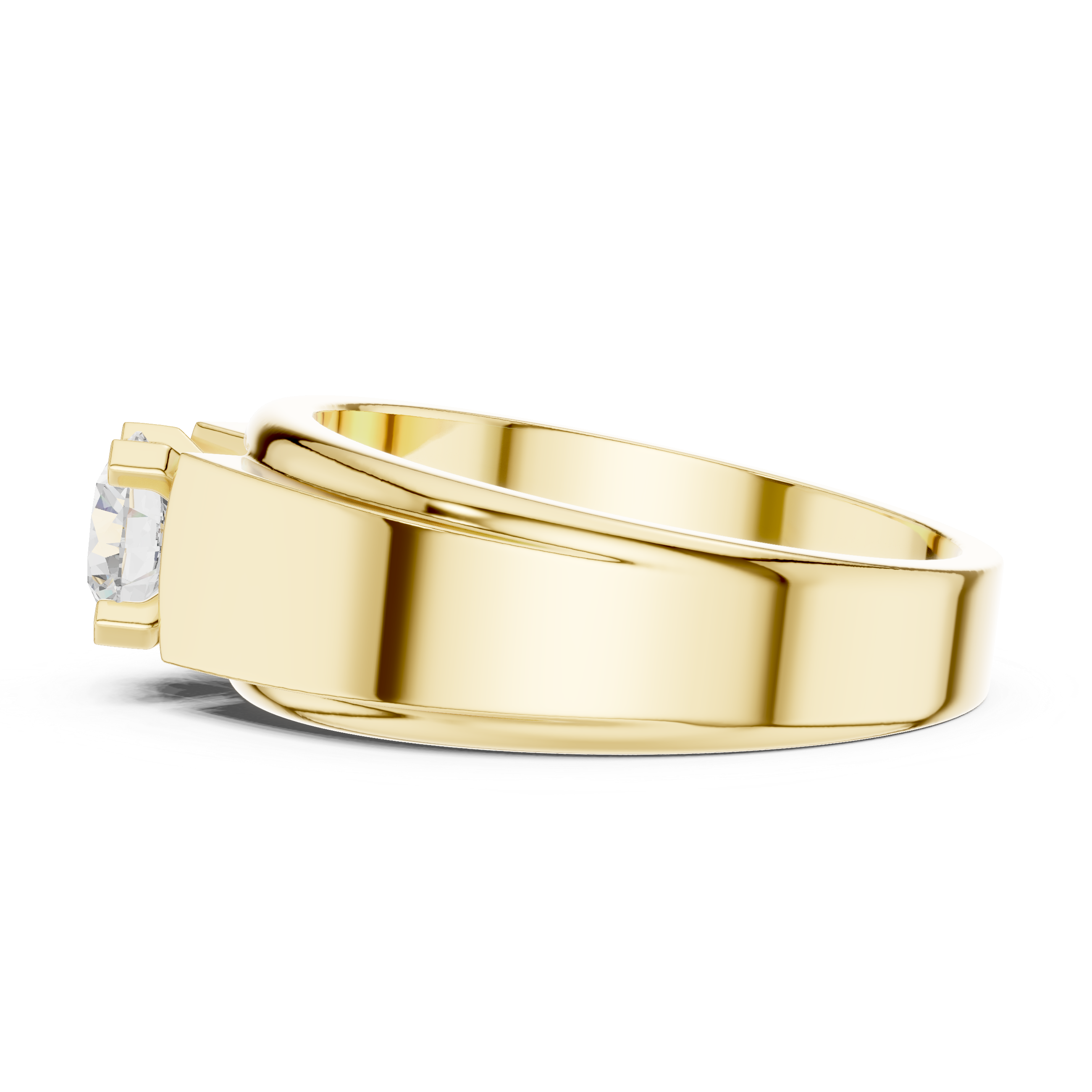 Men’s Solitaire Diamond Ring – Classic Tapered Signet Style Engagement Band with 0.75 CT Round Stone