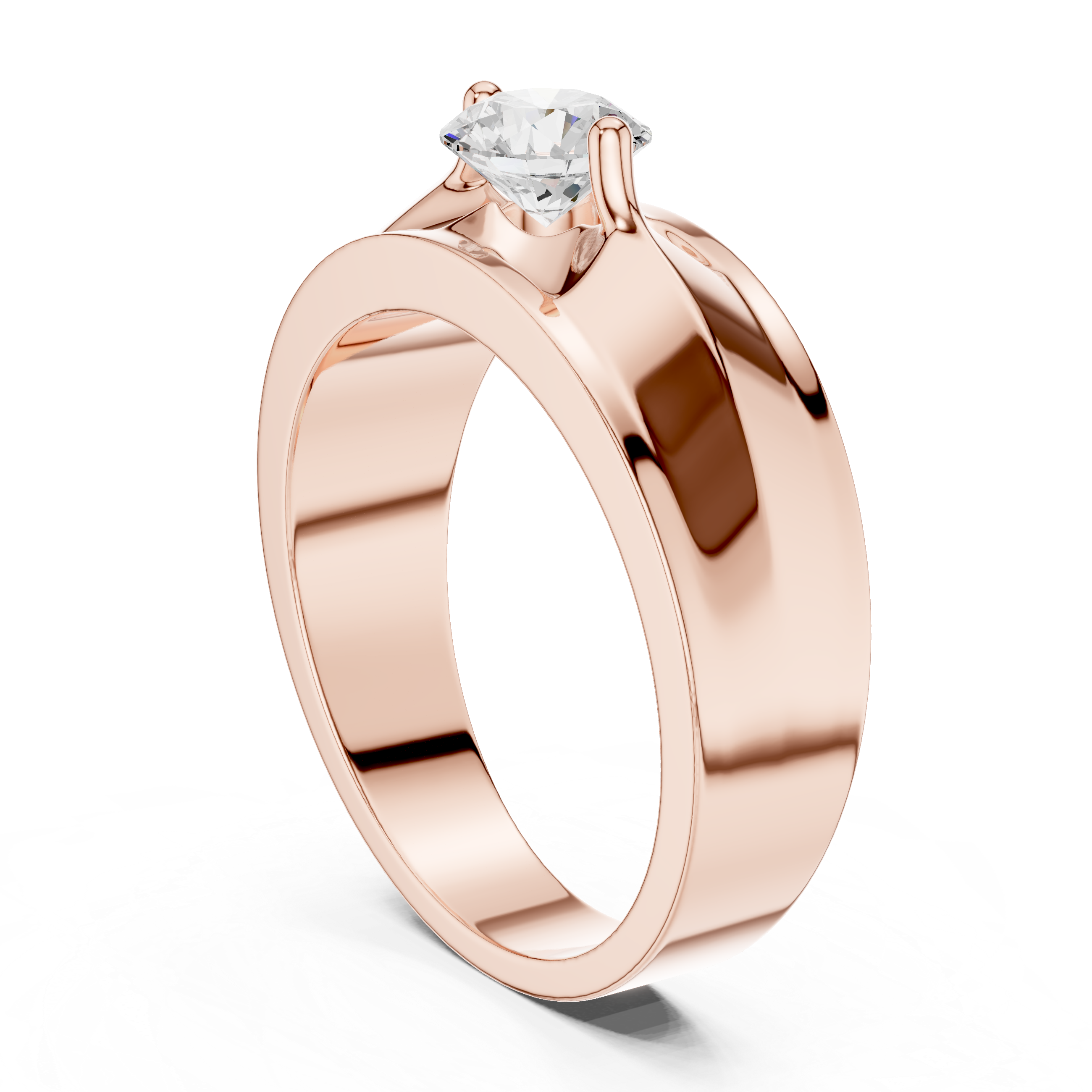 Men’s Two-Tone Solitaire Diamond Ring – Brushed Center Band with 0.75 CT Round Stone