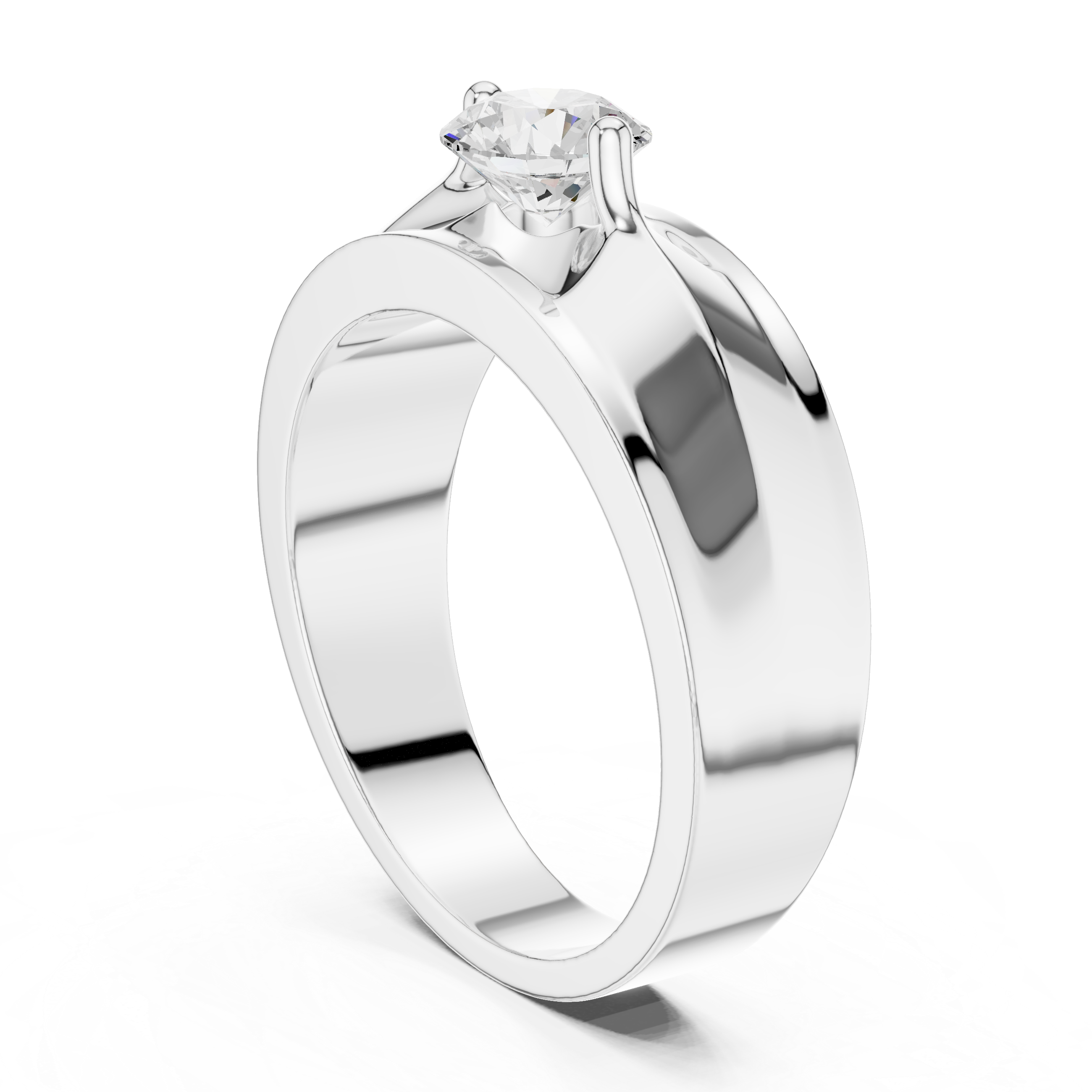 Men’s Two-Tone Solitaire Diamond Ring – Brushed Center Band with 0.75 CT Round Stone