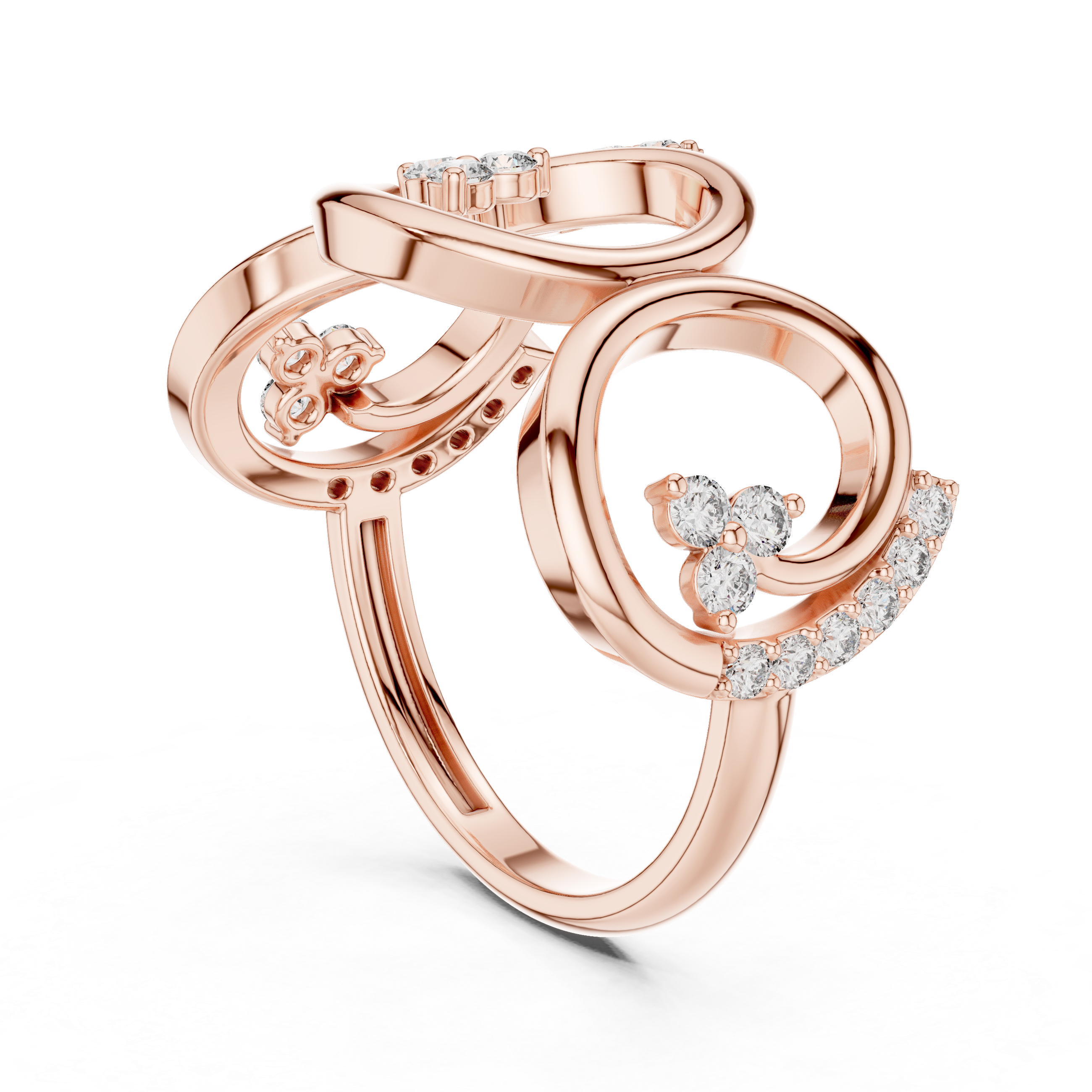 Modern Triple Circle Diamond Ring – Openwork Geometric Statement Ring for Women