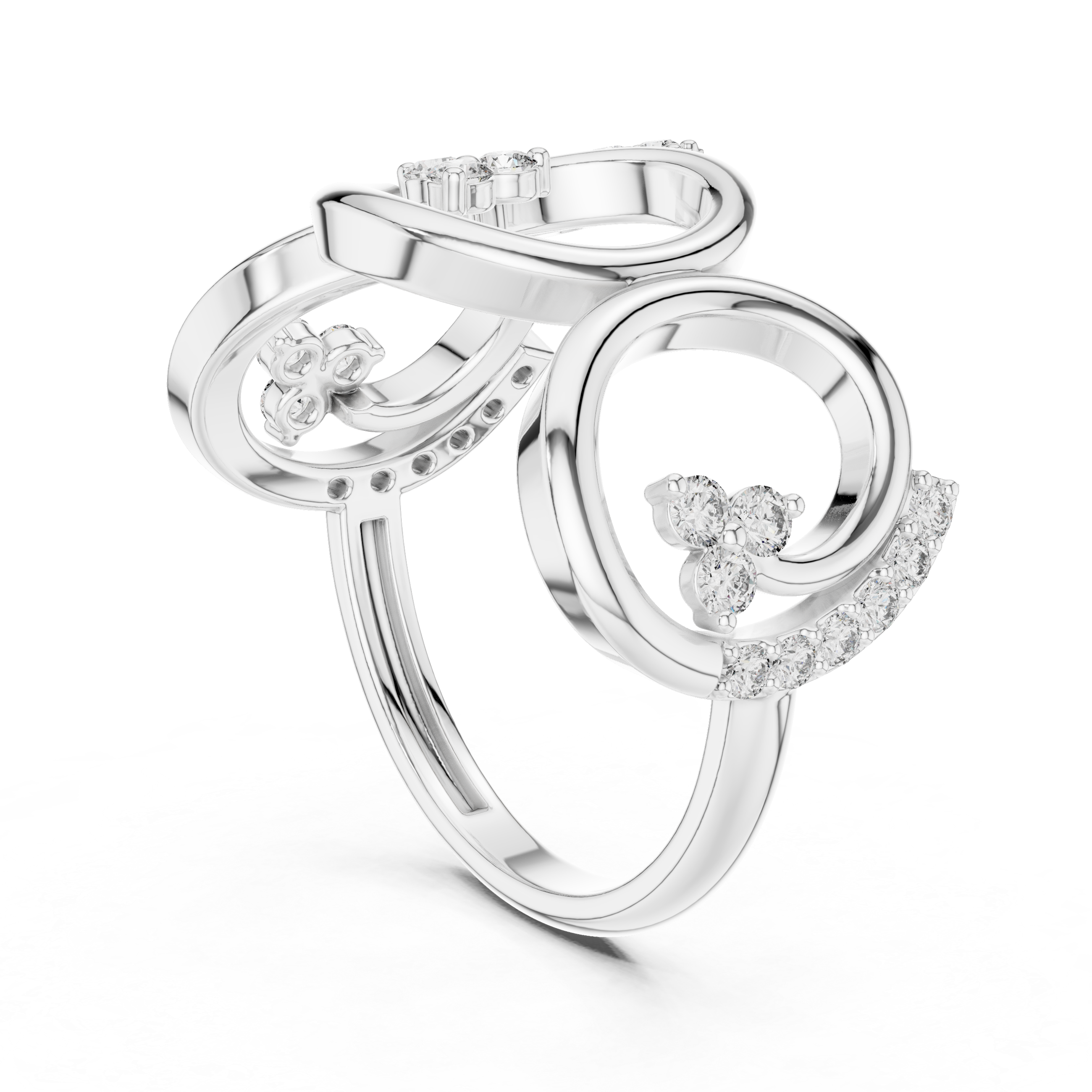 Modern Triple Circle Diamond Ring – Openwork Geometric Statement Ring for Women