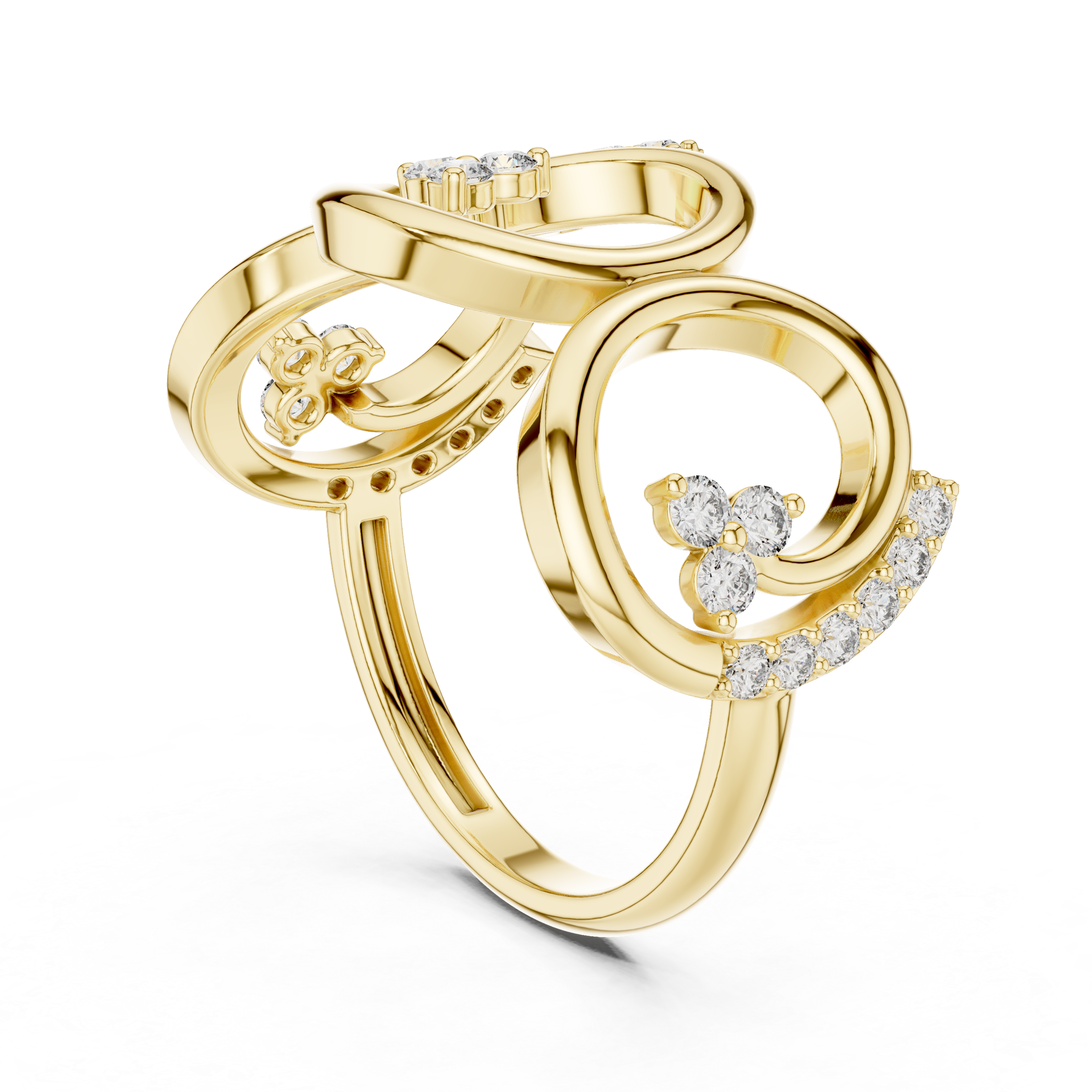 Modern Triple Circle Diamond Ring – Openwork Geometric Statement Ring for Women