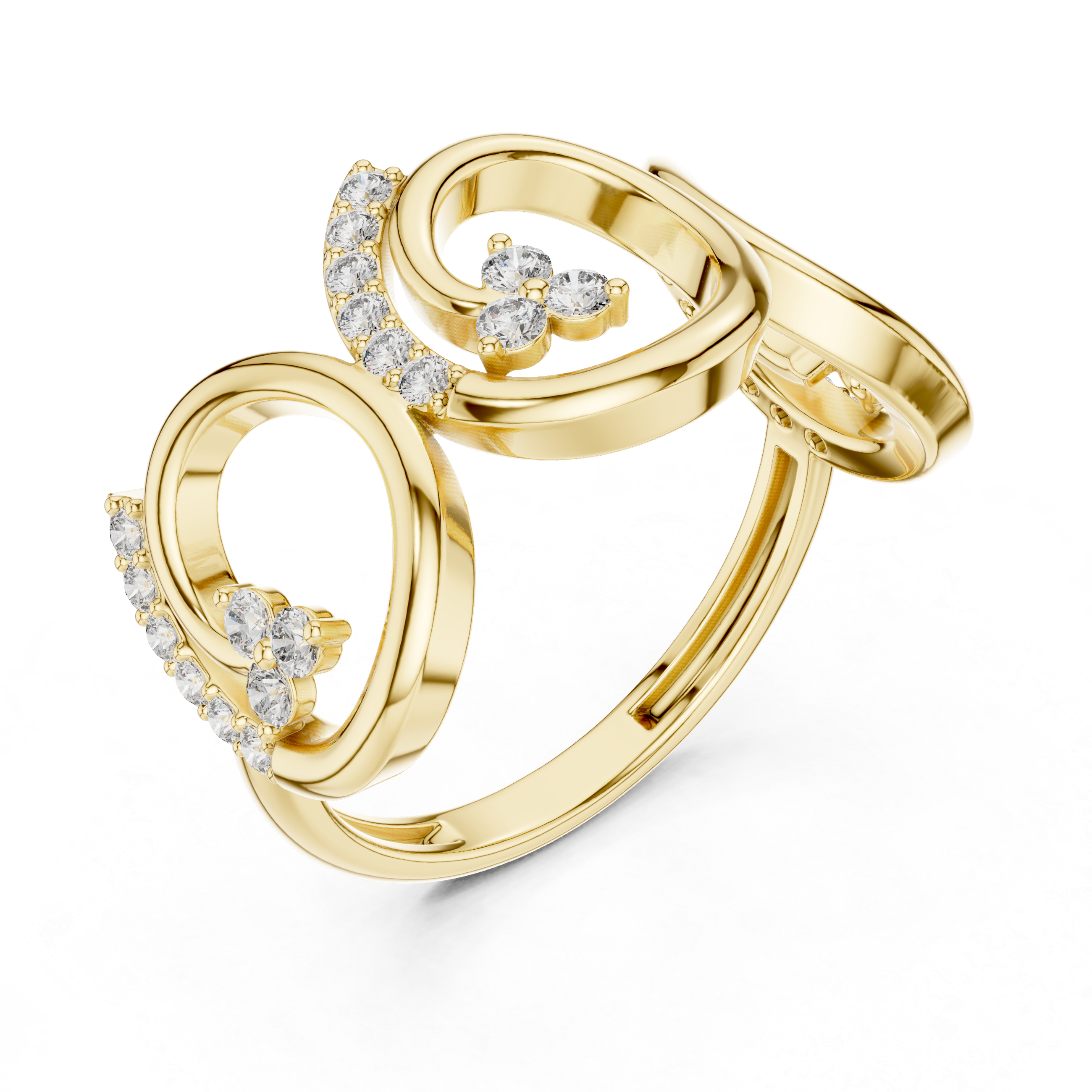 Modern Triple Circle Diamond Ring – Openwork Geometric Statement Ring for Women