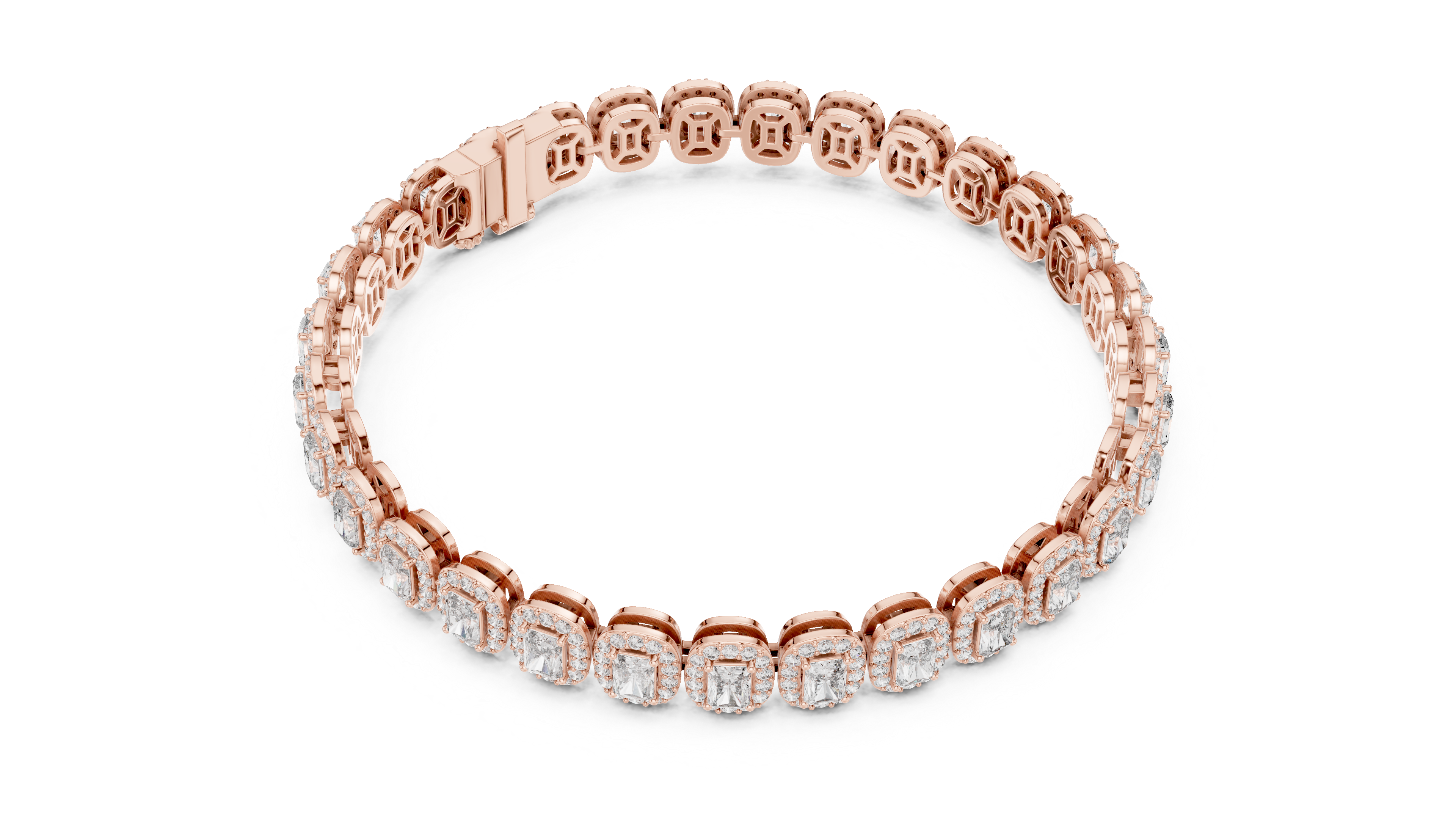 Radiant Halo Diamond Bracelet