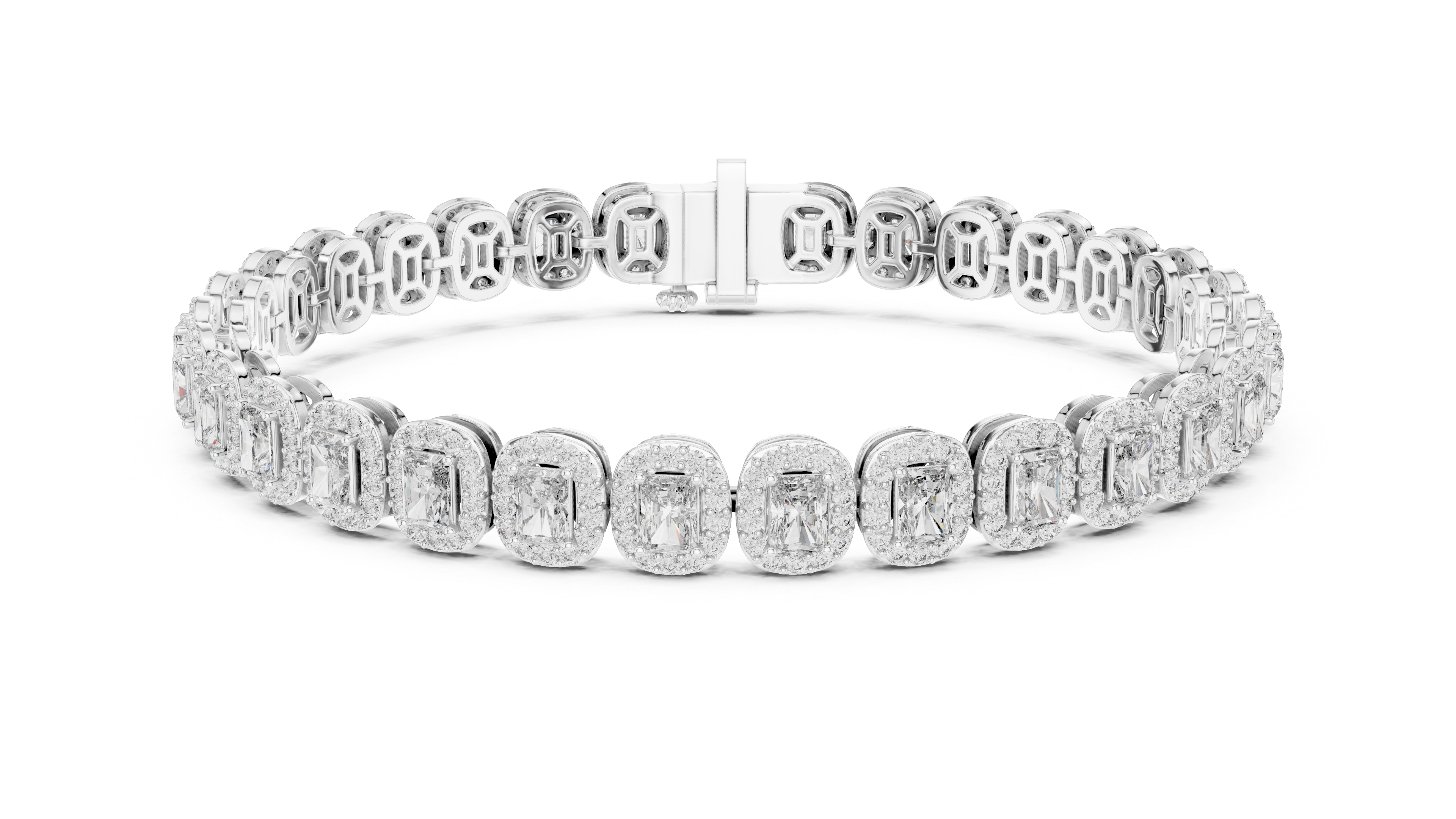 Radiant Halo Diamond Bracelet