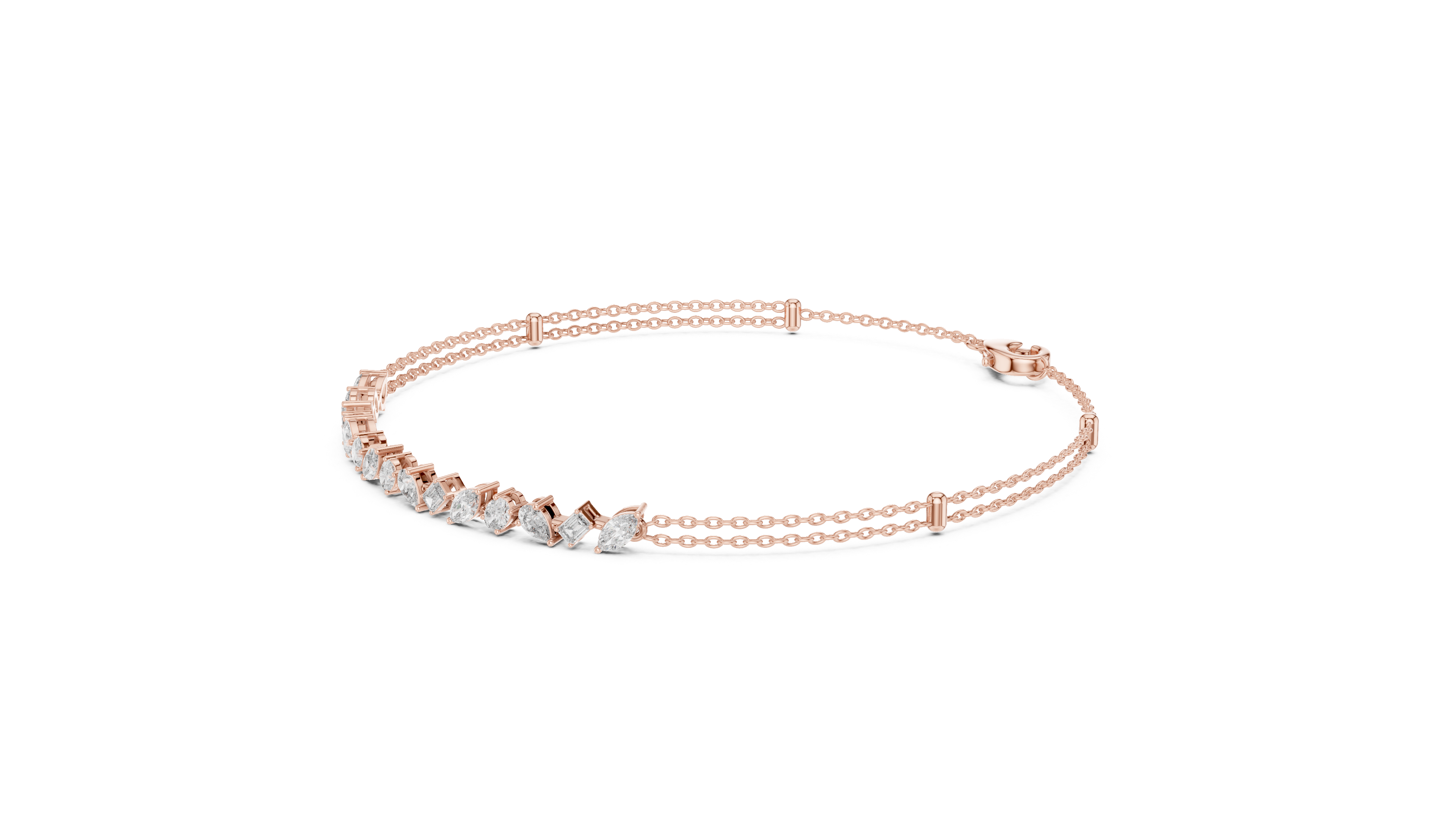 Mixed Cut Diamond Chain Bracelet