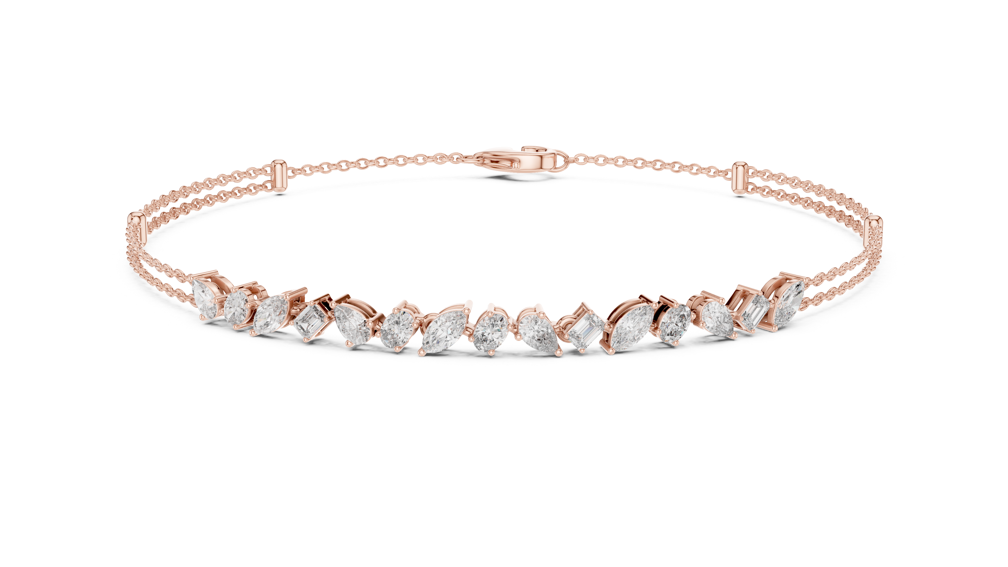 Mixed Cut Diamond Chain Bracelet