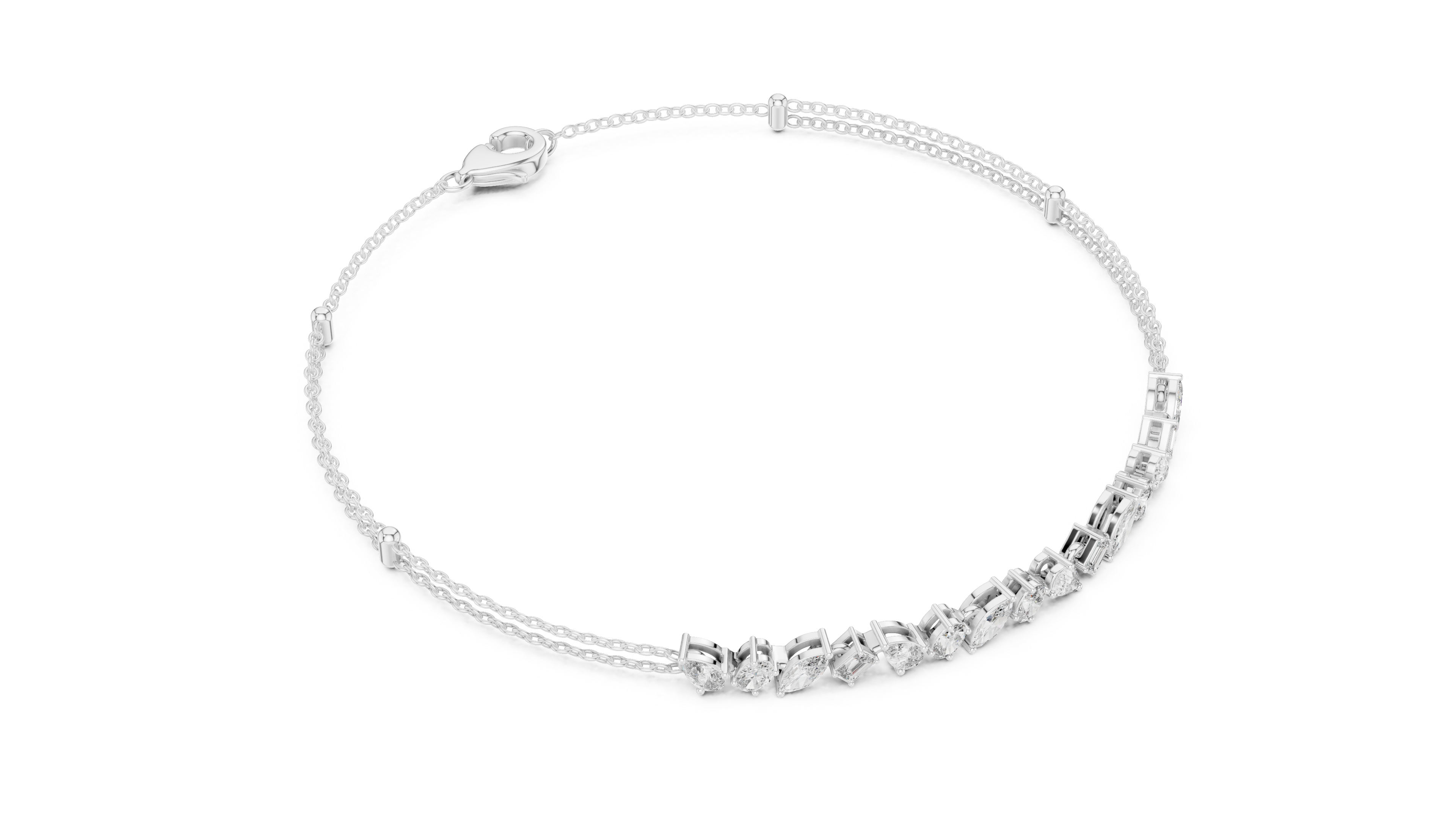 Mixed Cut Diamond Chain Bracelet