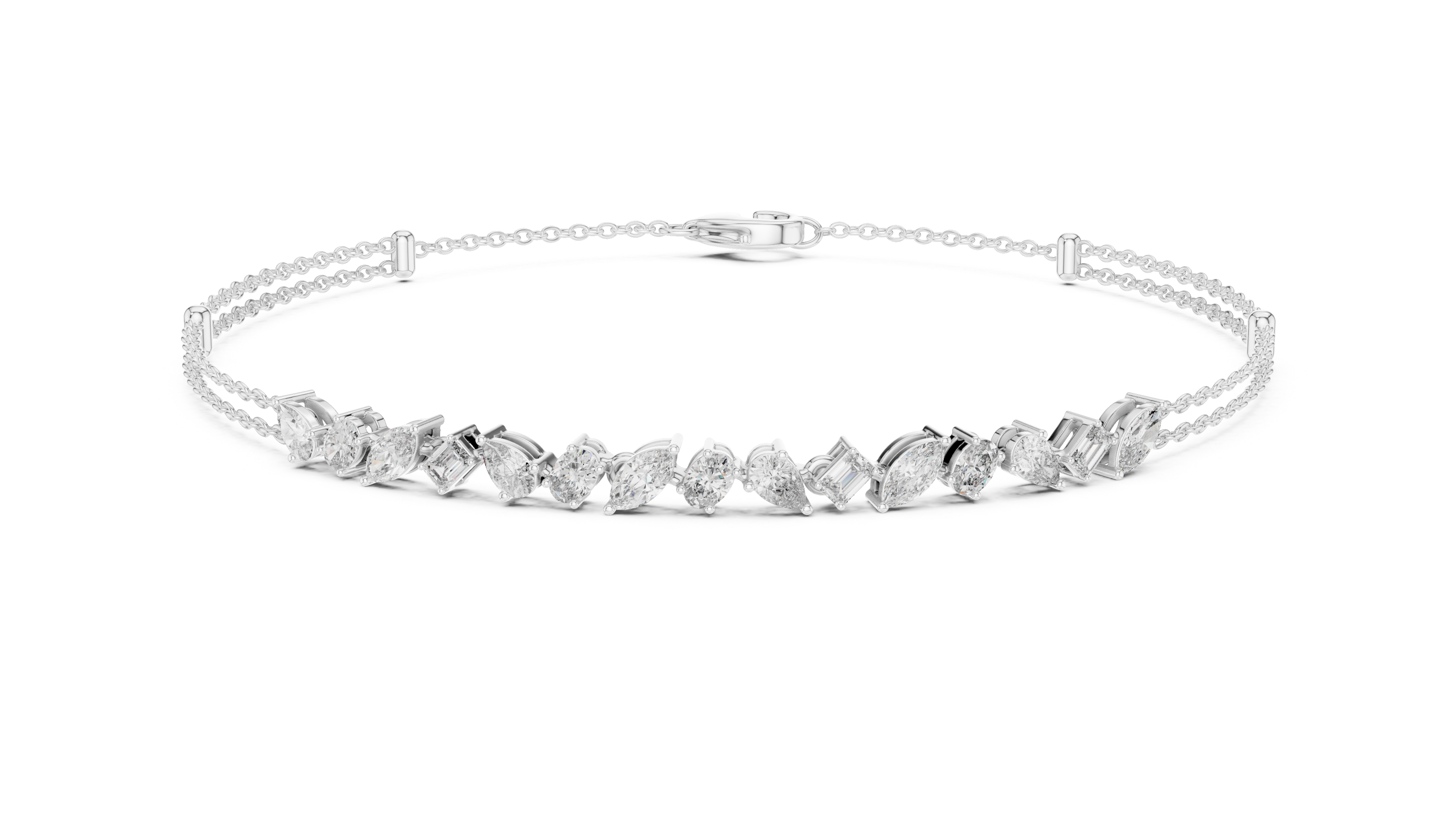 Mixed Cut Diamond Chain Bracelet