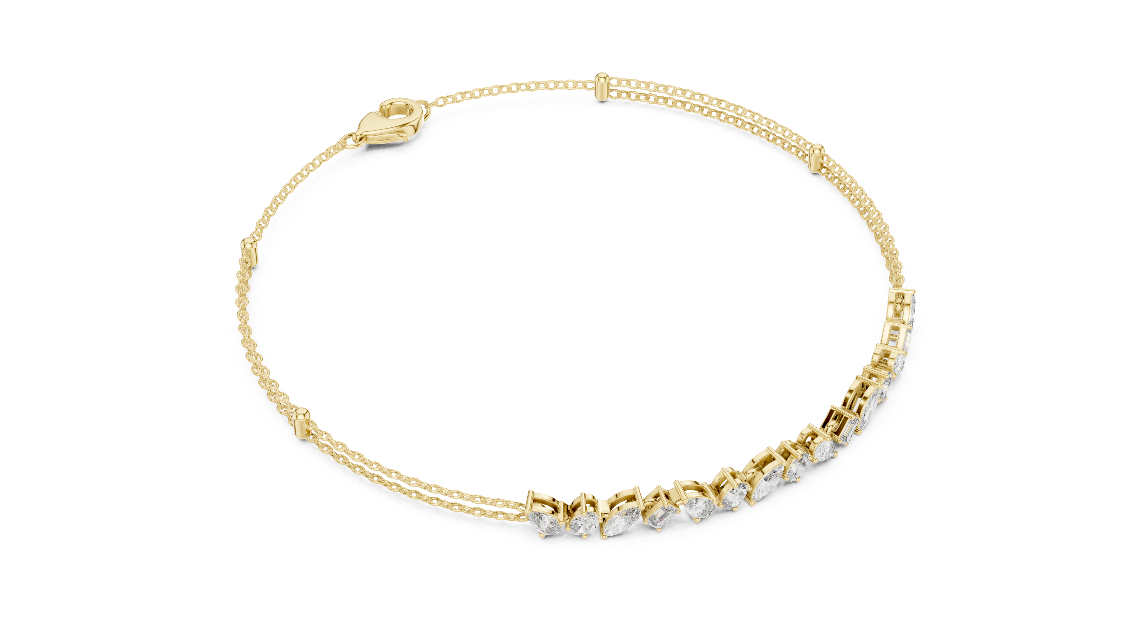 Mixed Cut Diamond Chain Bracelet