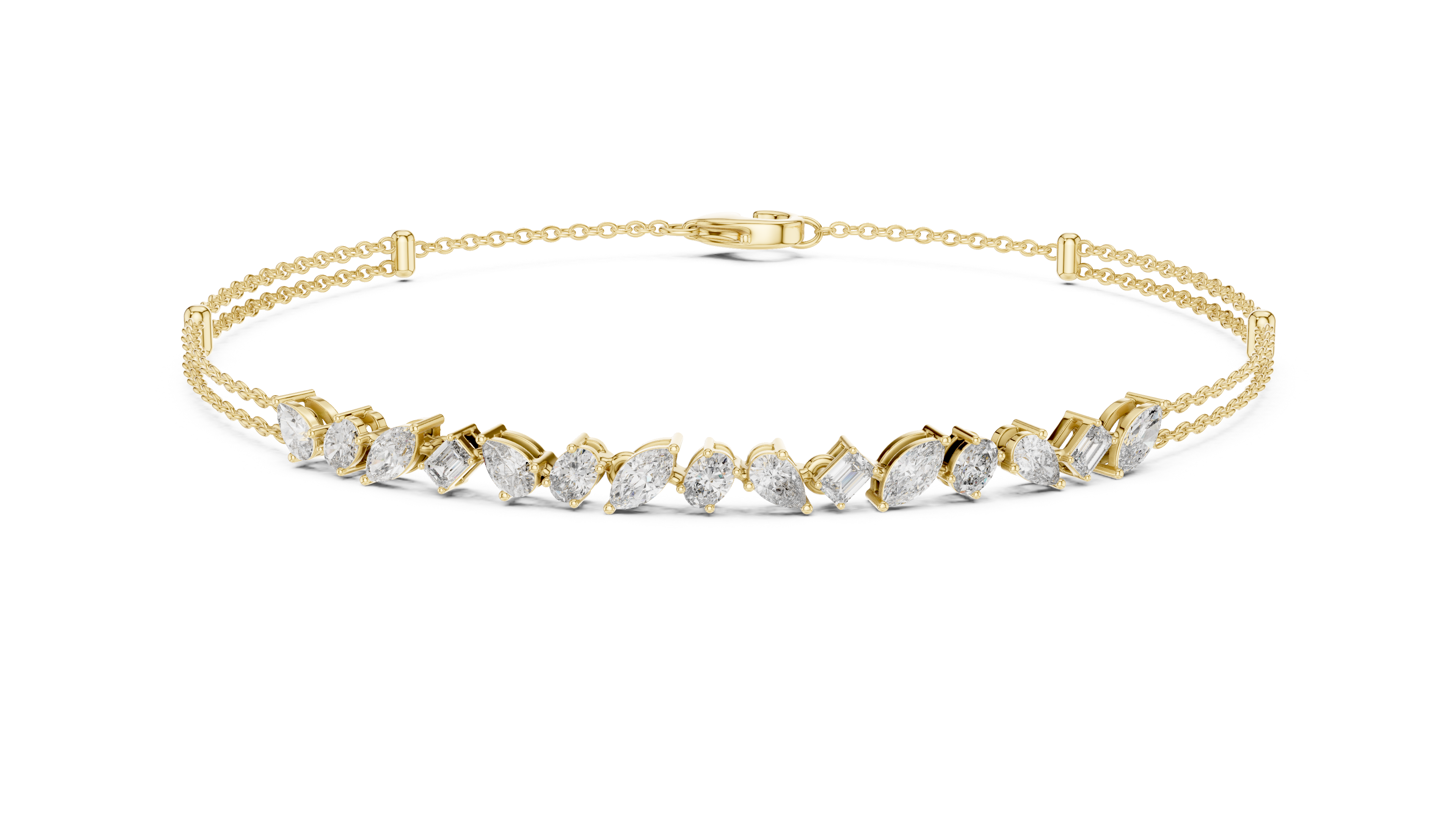 Mixed Cut Diamond Chain Bracelet