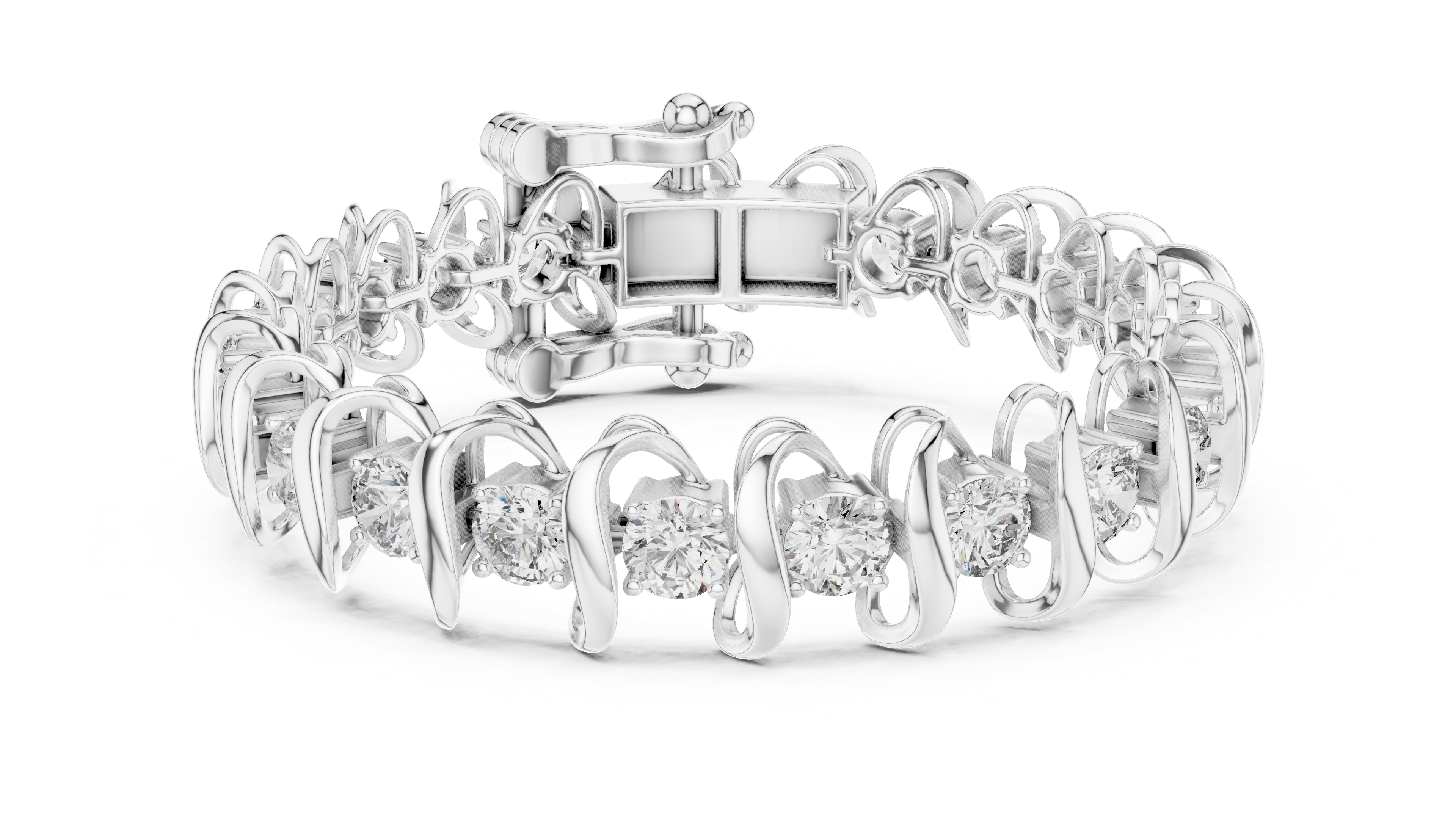 Wave Diamond Tennis Bracelet