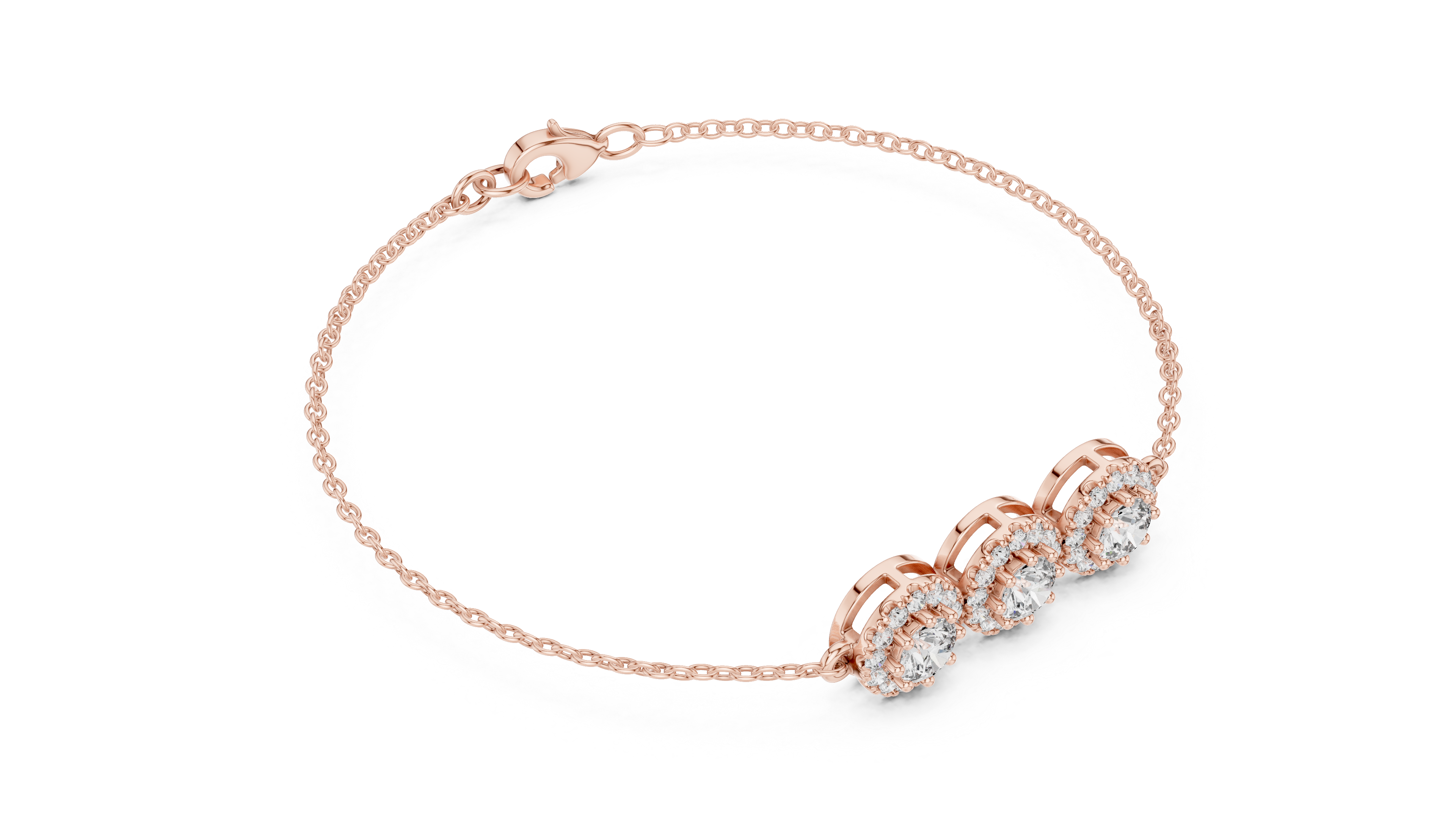 Triple Halo Diamond Bracelet