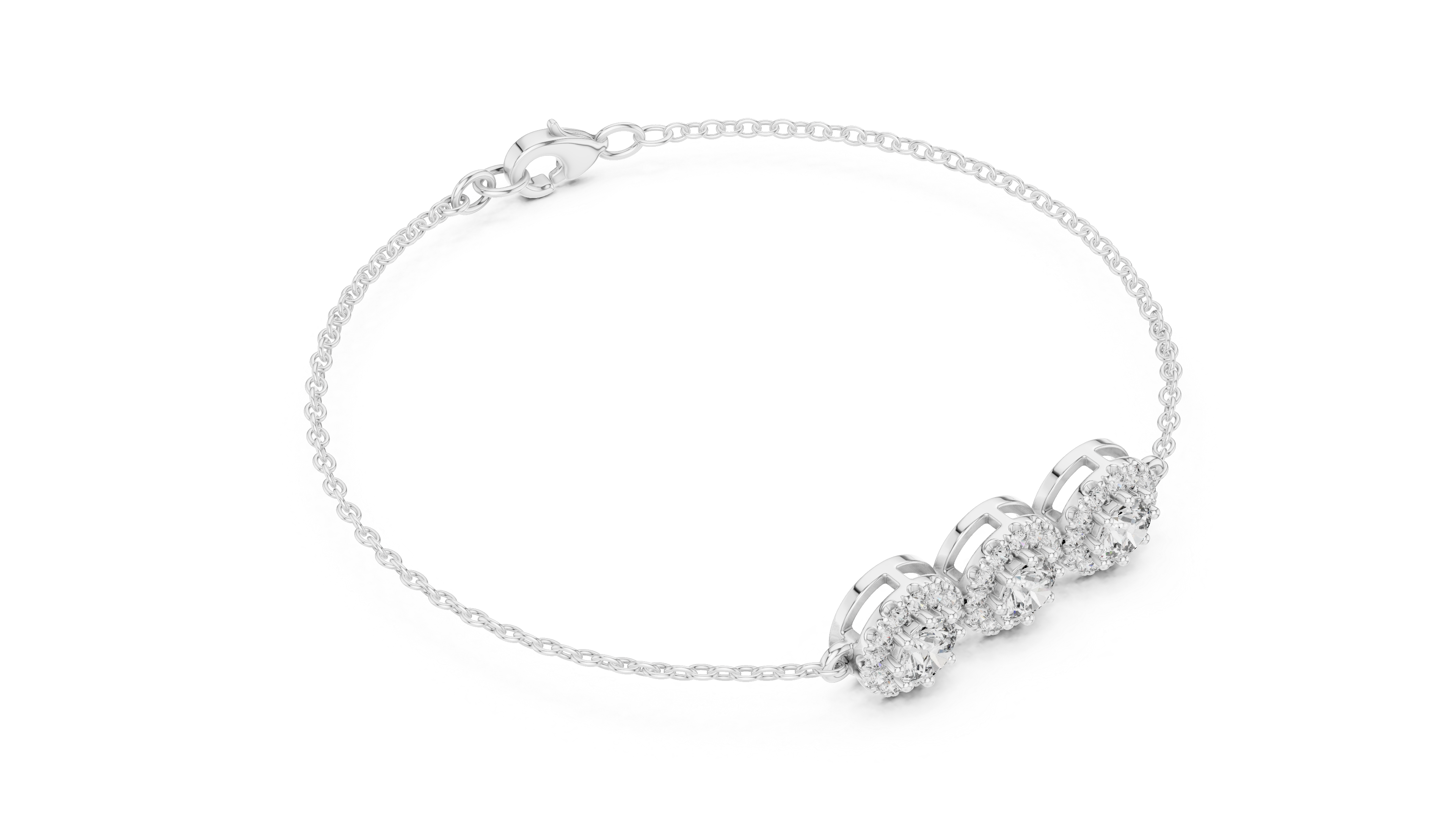 Triple Halo Diamond Bracelet