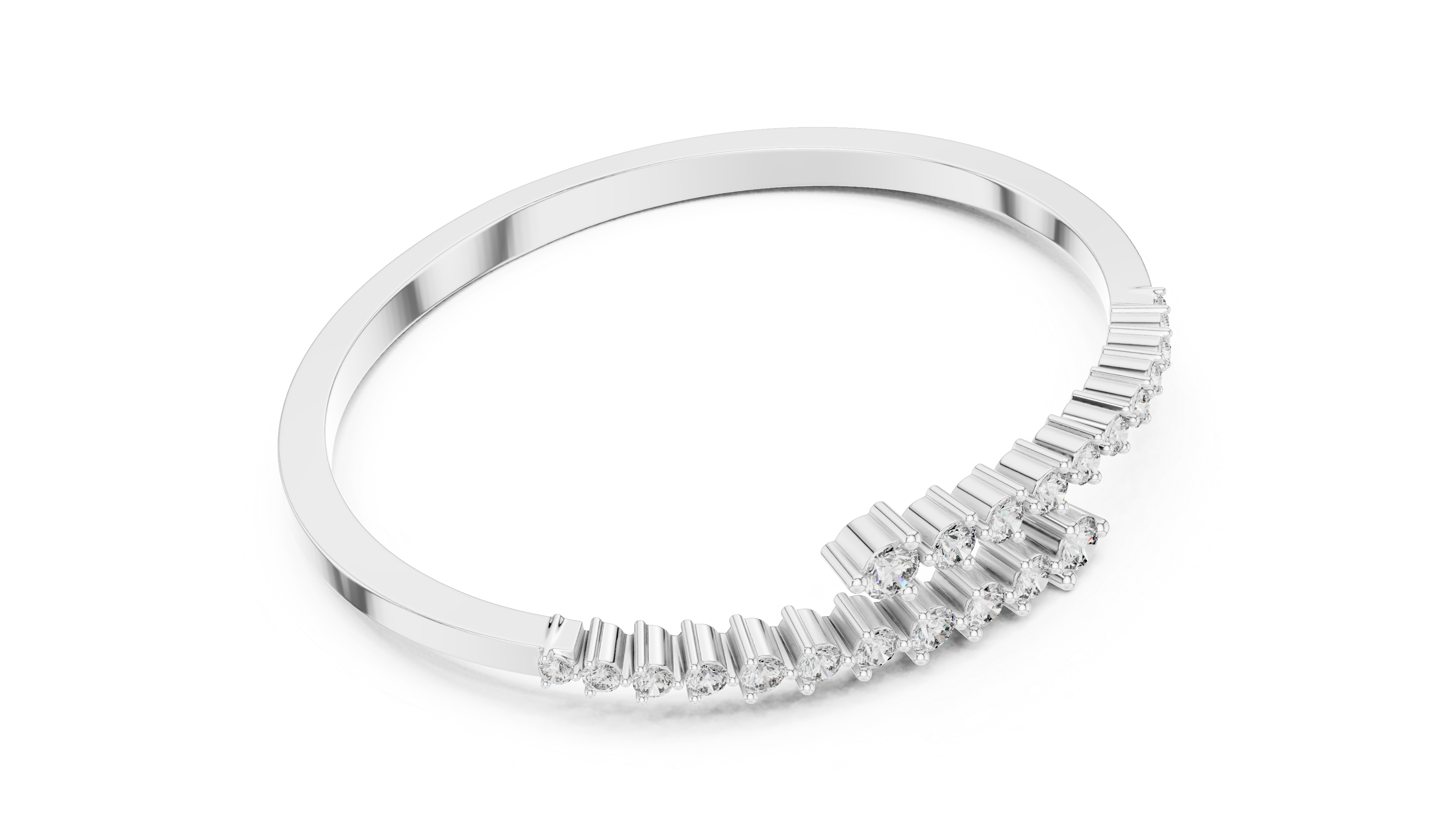 Curved Diamond Bangle Bracelet