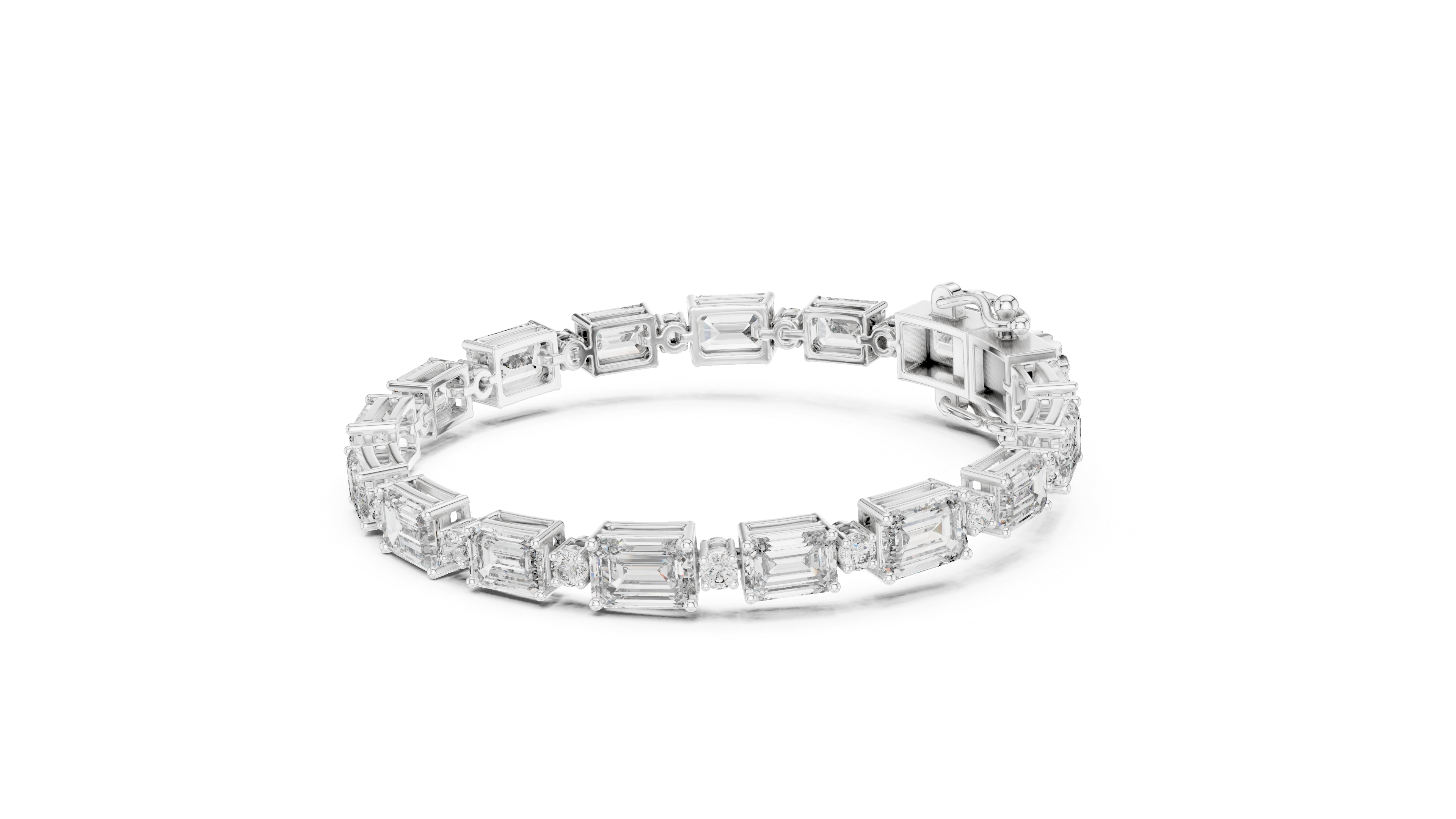Luxury Emerald Cut Diamond Bracelet