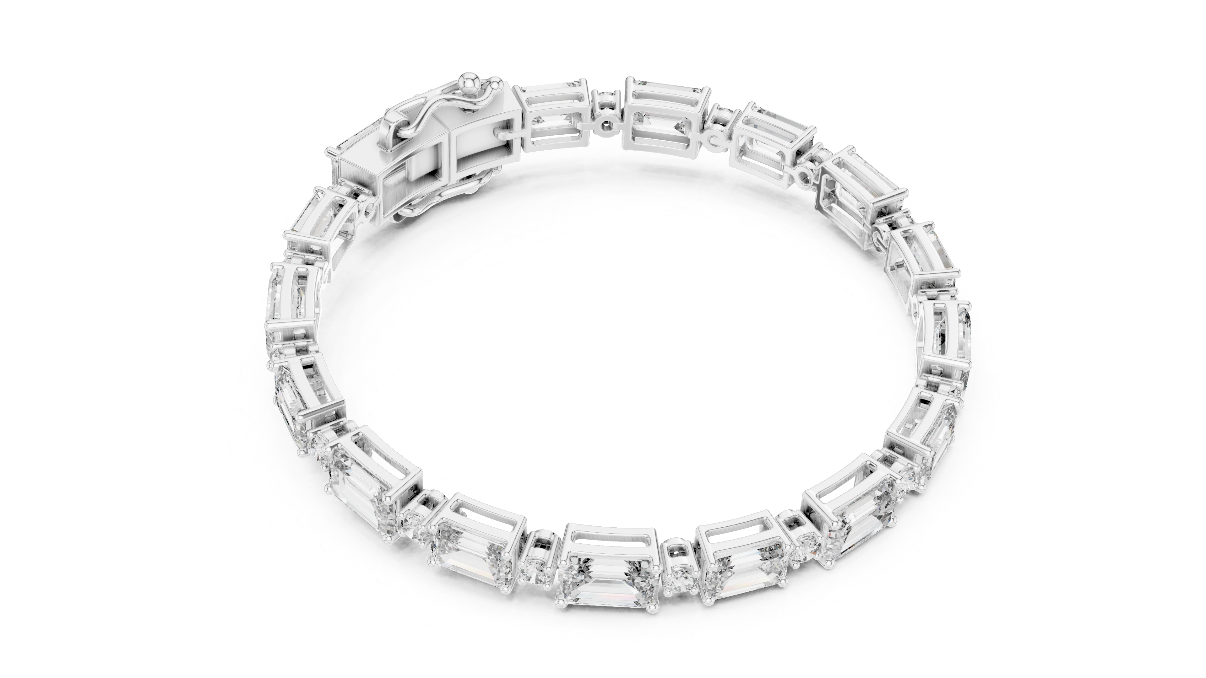 Luxury Emerald Cut Diamond Bracelet
