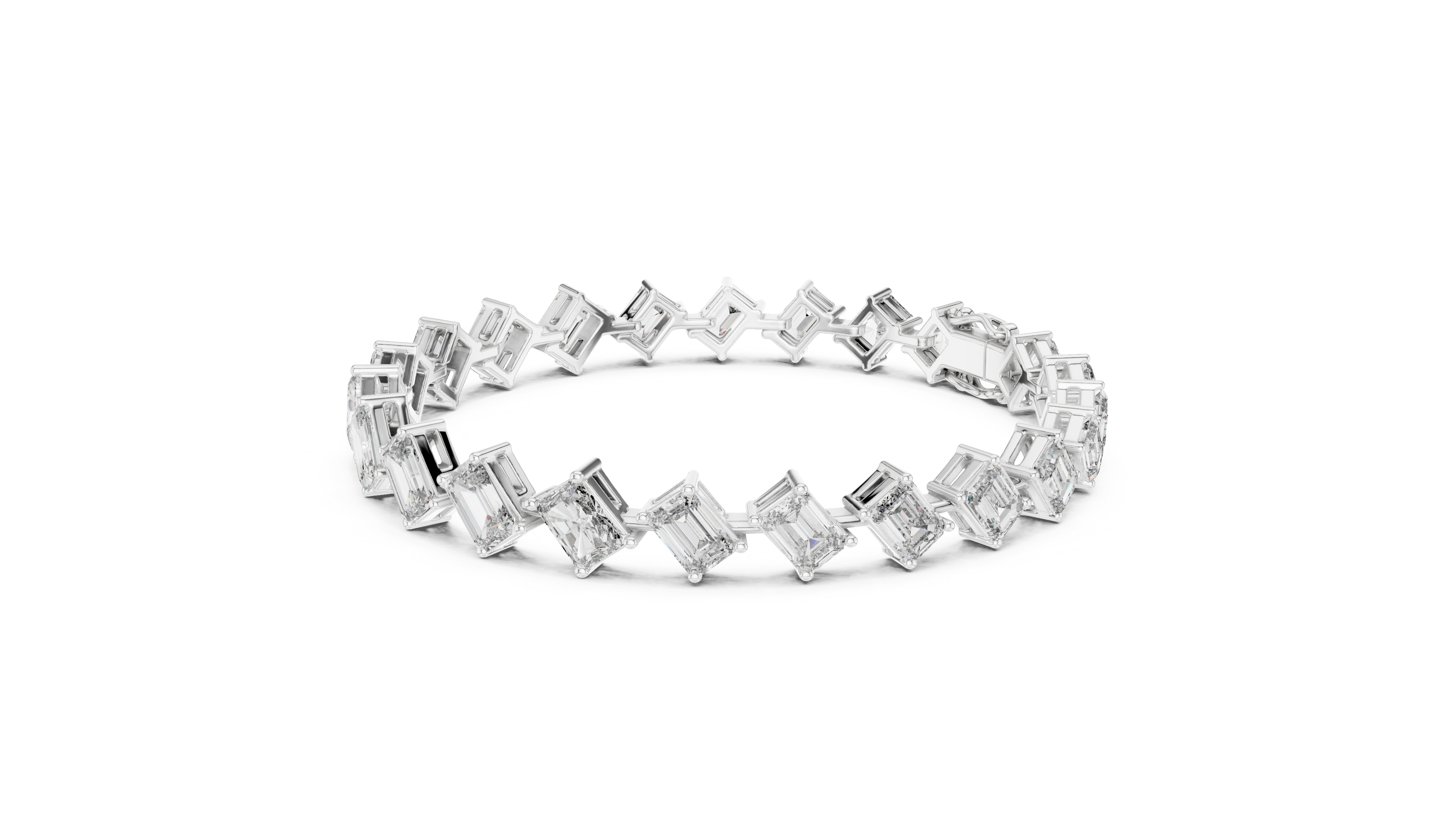 Luxury Emerald Cut Diamond Bracelet