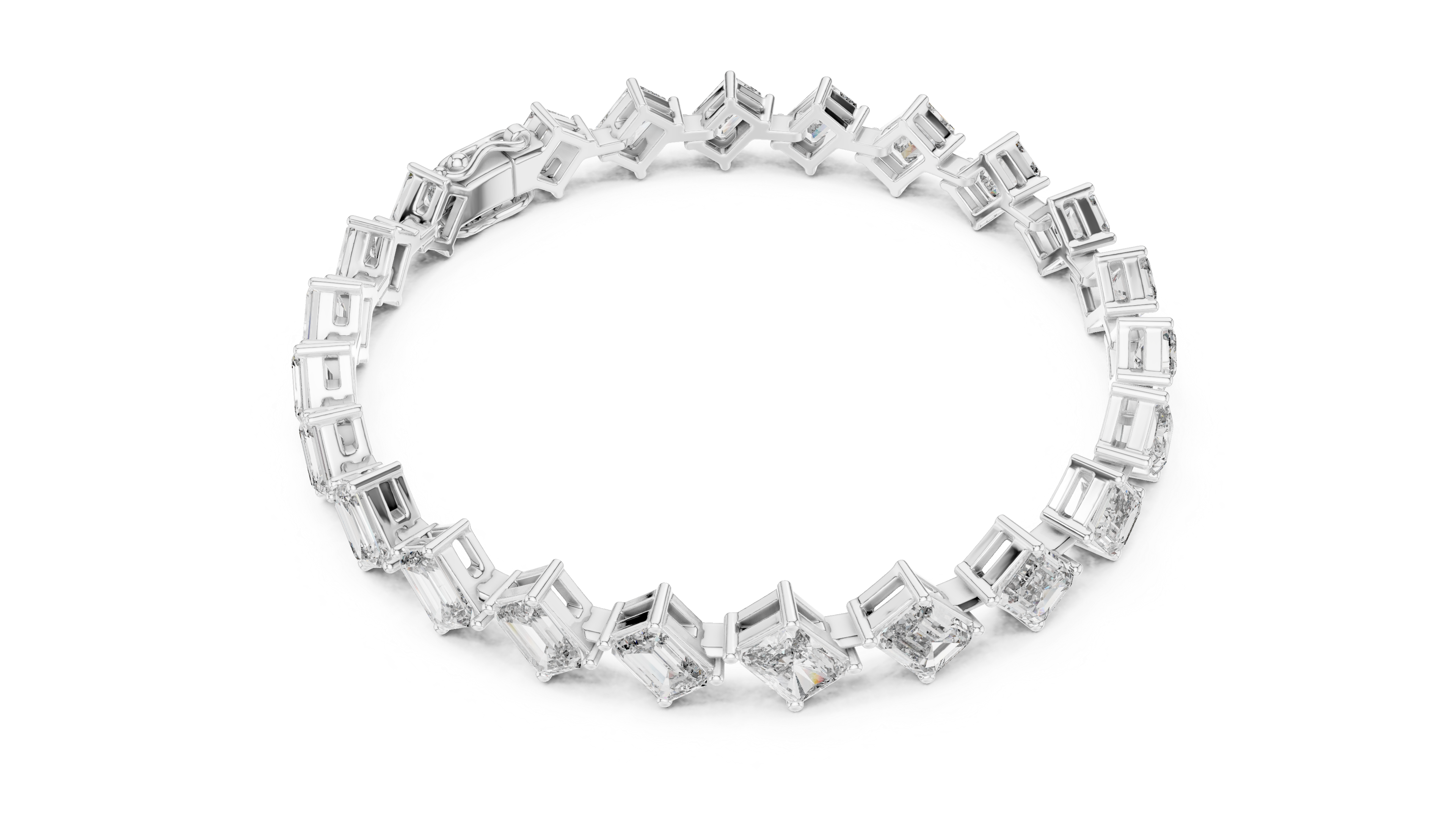 Luxury Emerald Cut Diamond Bracelet