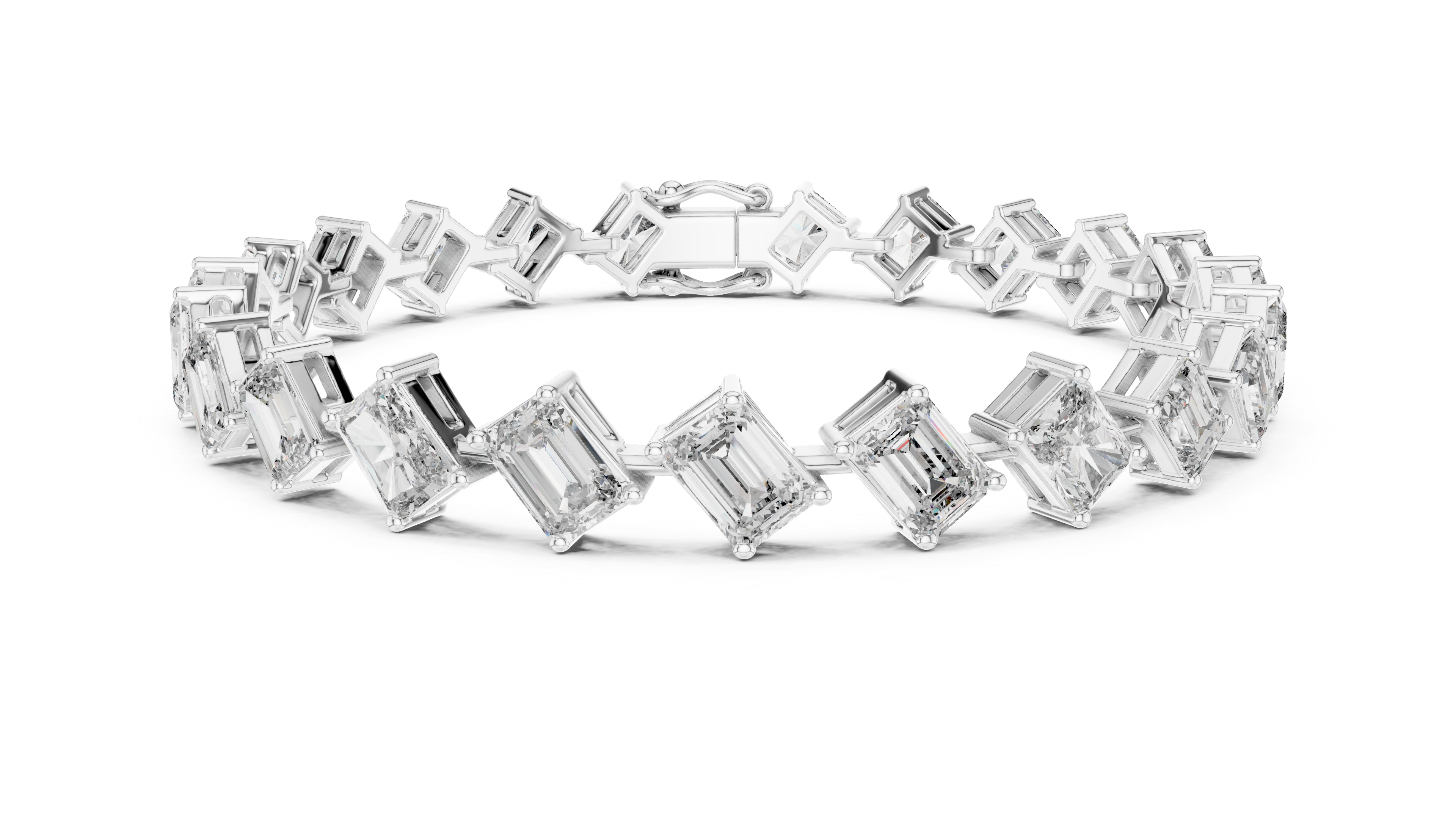 Luxury Emerald Cut Diamond Bracelet