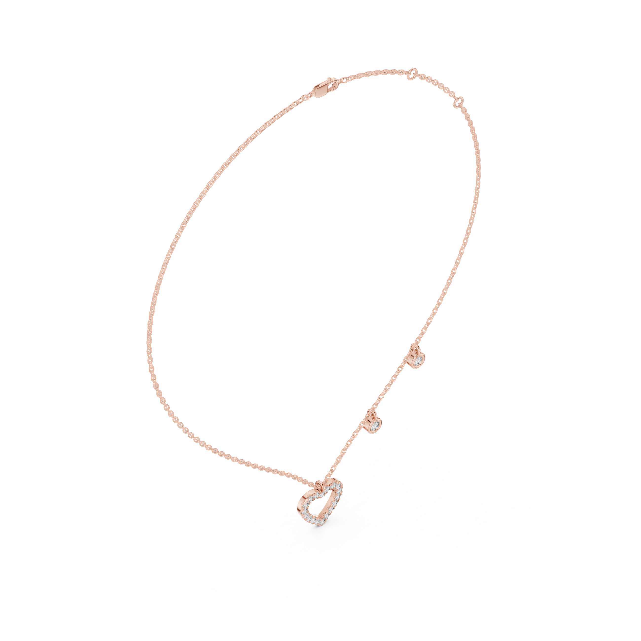 Diamond Heart Drop Necklace