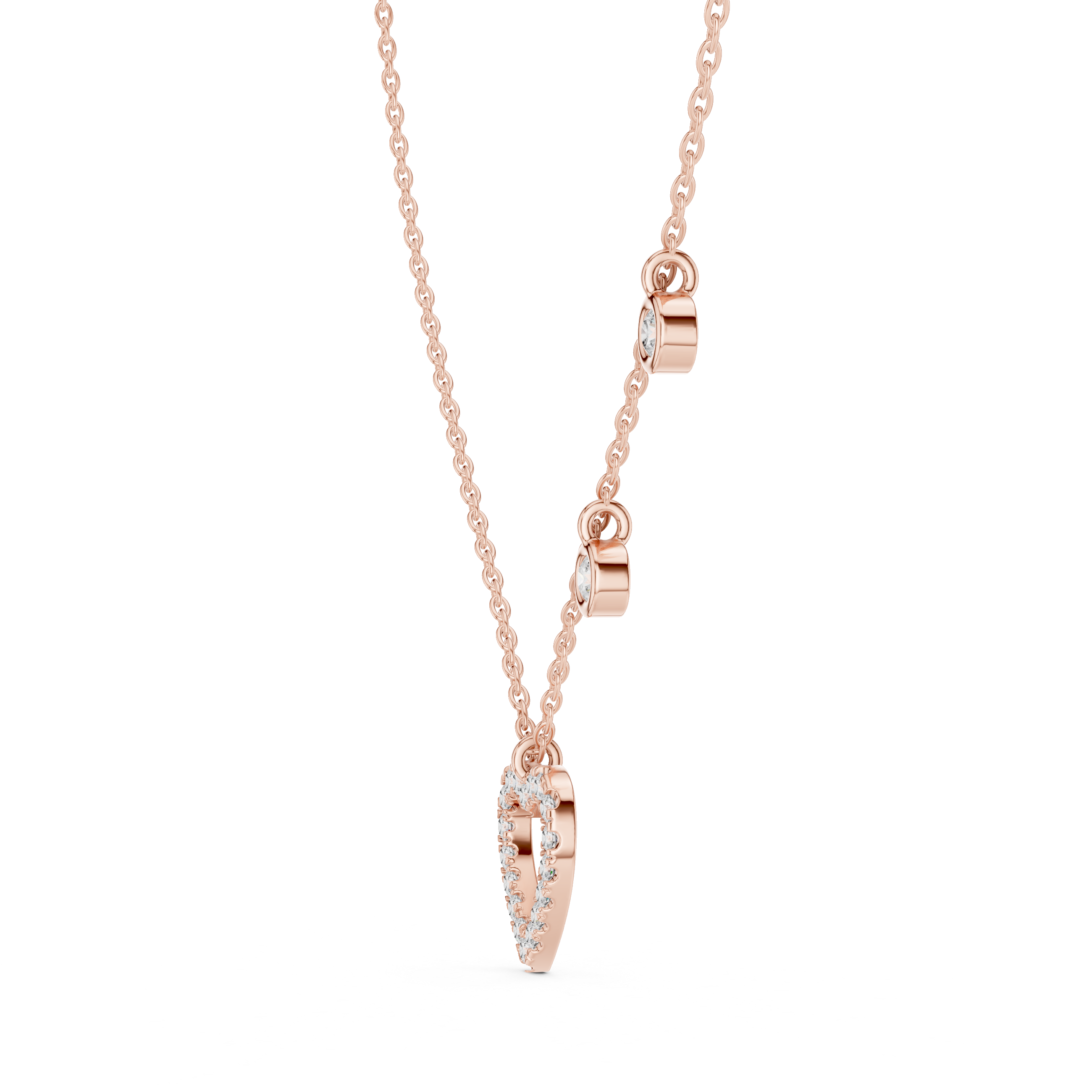 Diamond Heart Drop Necklace