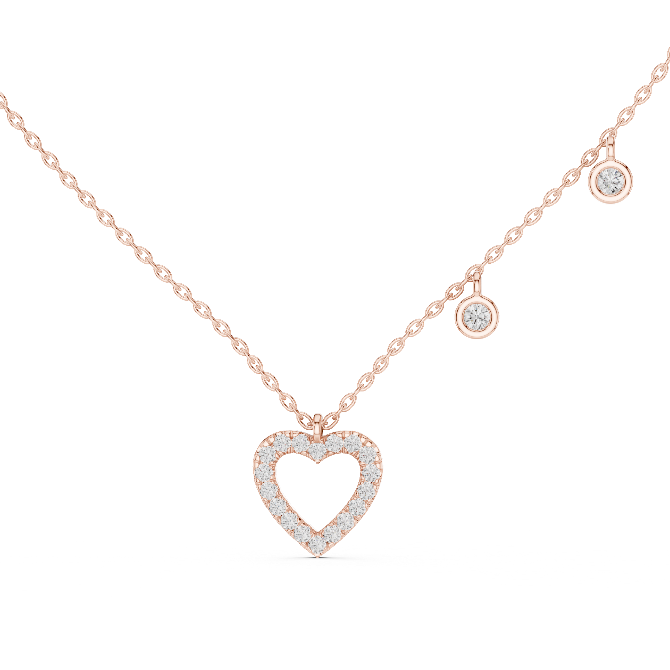 Diamond Heart Drop Necklace