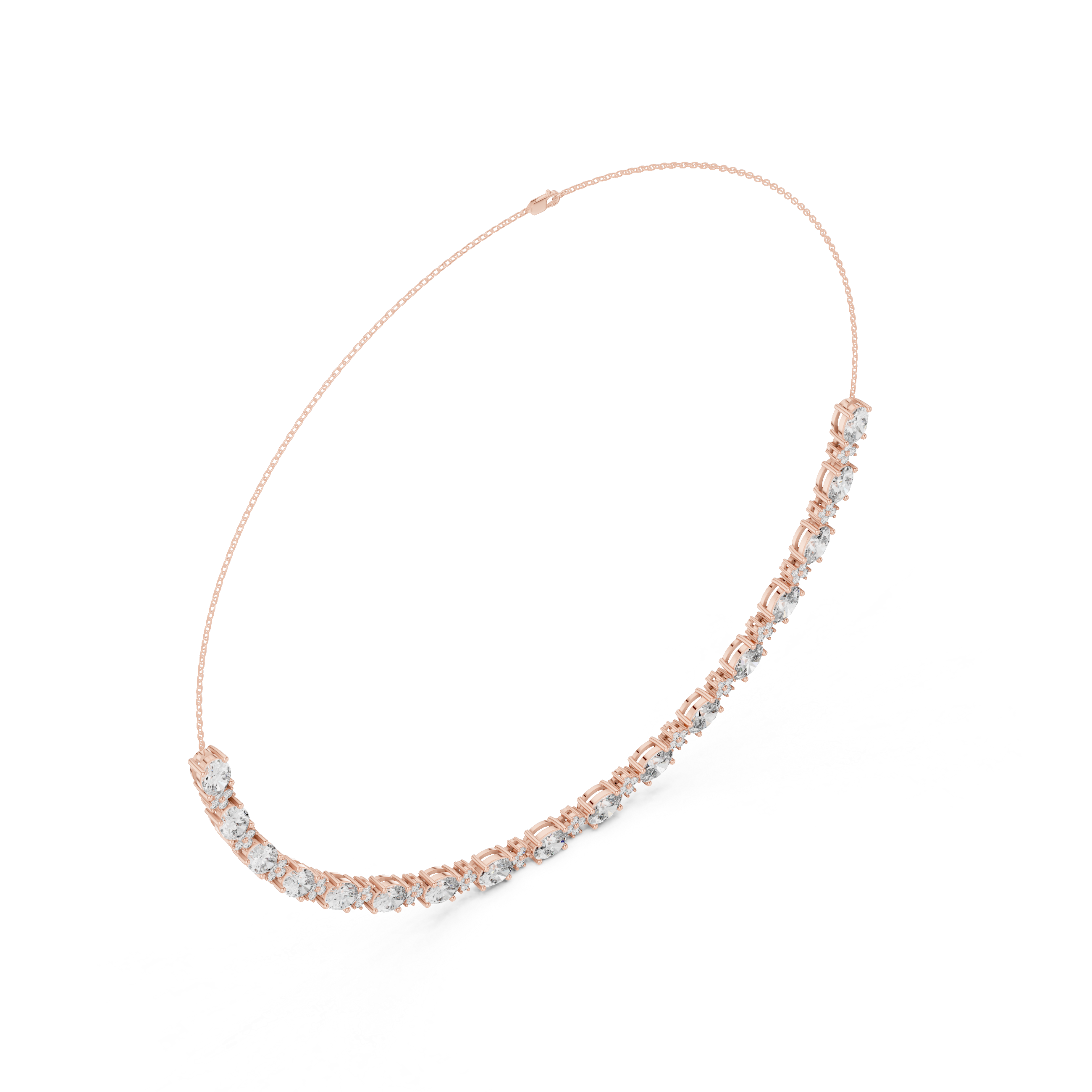 Luxury Diamond Floral Link Necklace