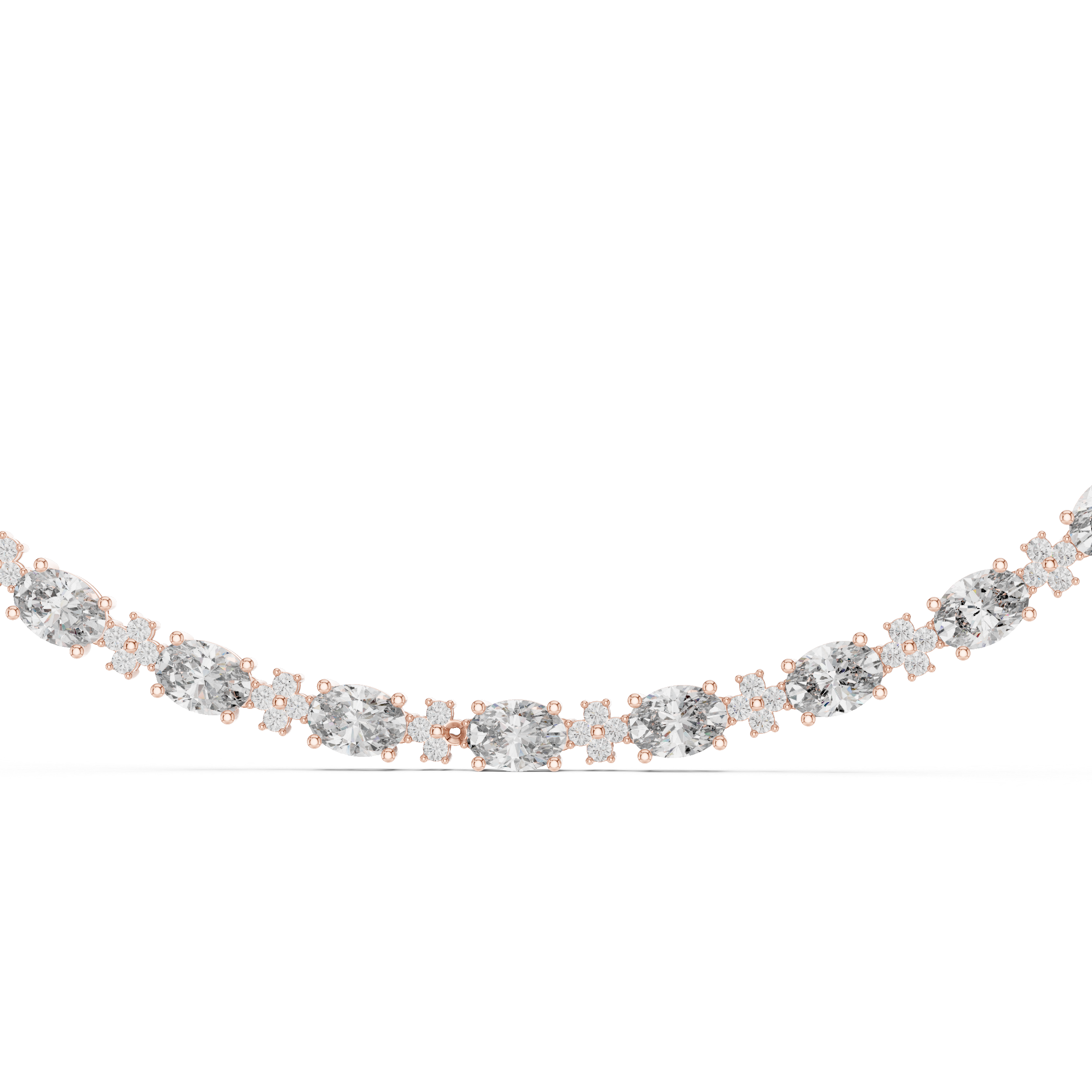 Luxury Diamond Floral Link Necklace