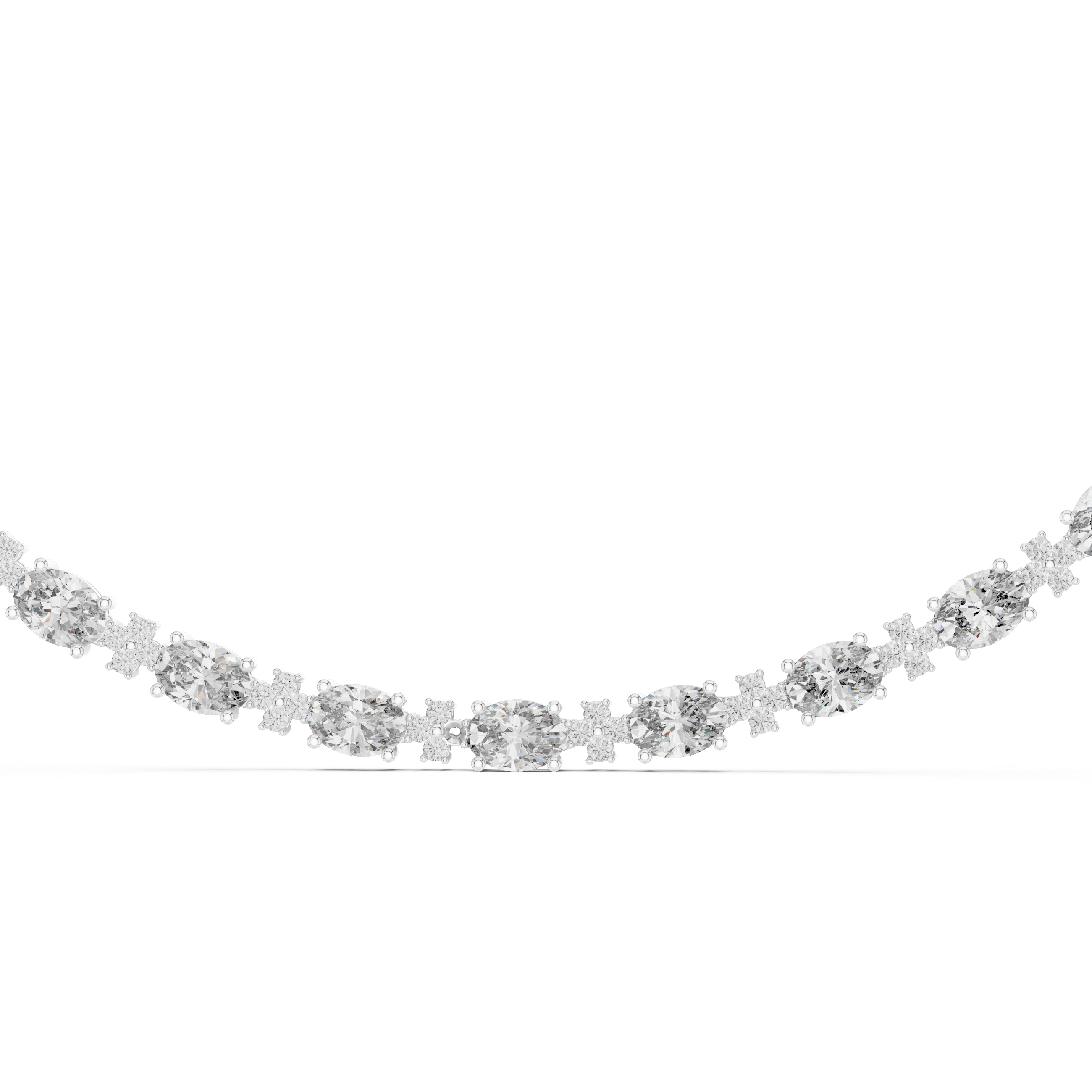 Luxury Diamond Floral Link Necklace