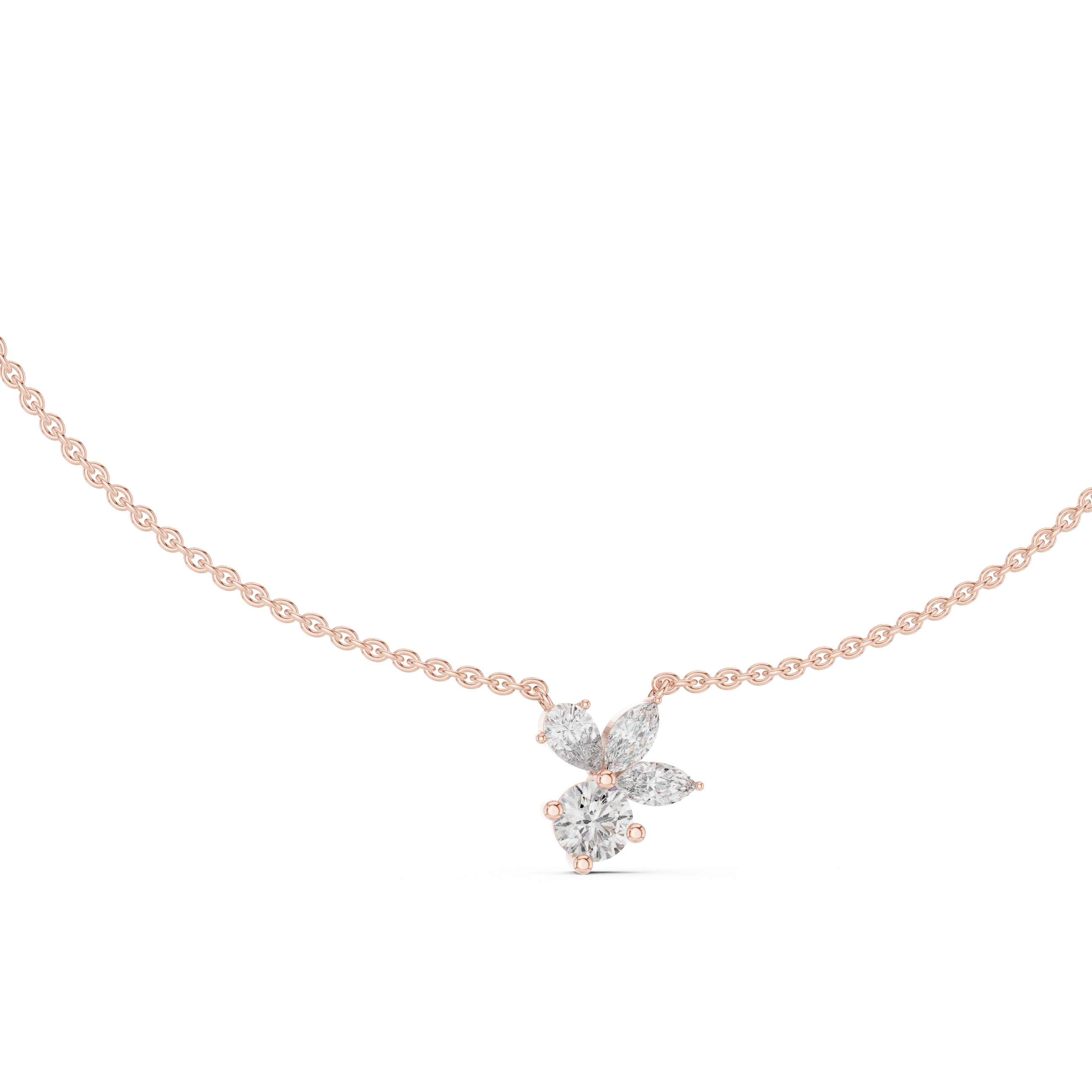 Floral Diamond Cluster Necklace
