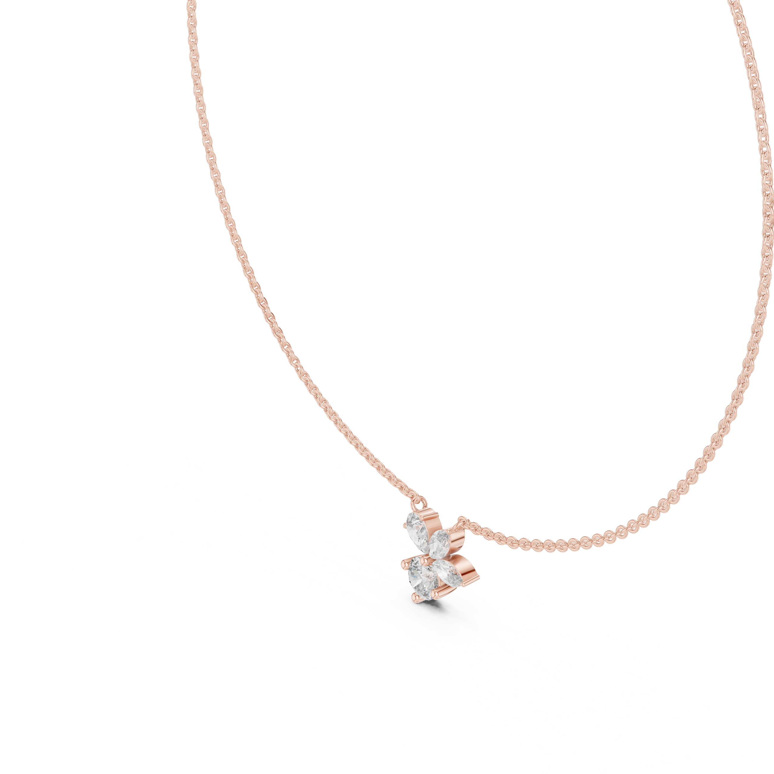 Floral Diamond Cluster Necklace