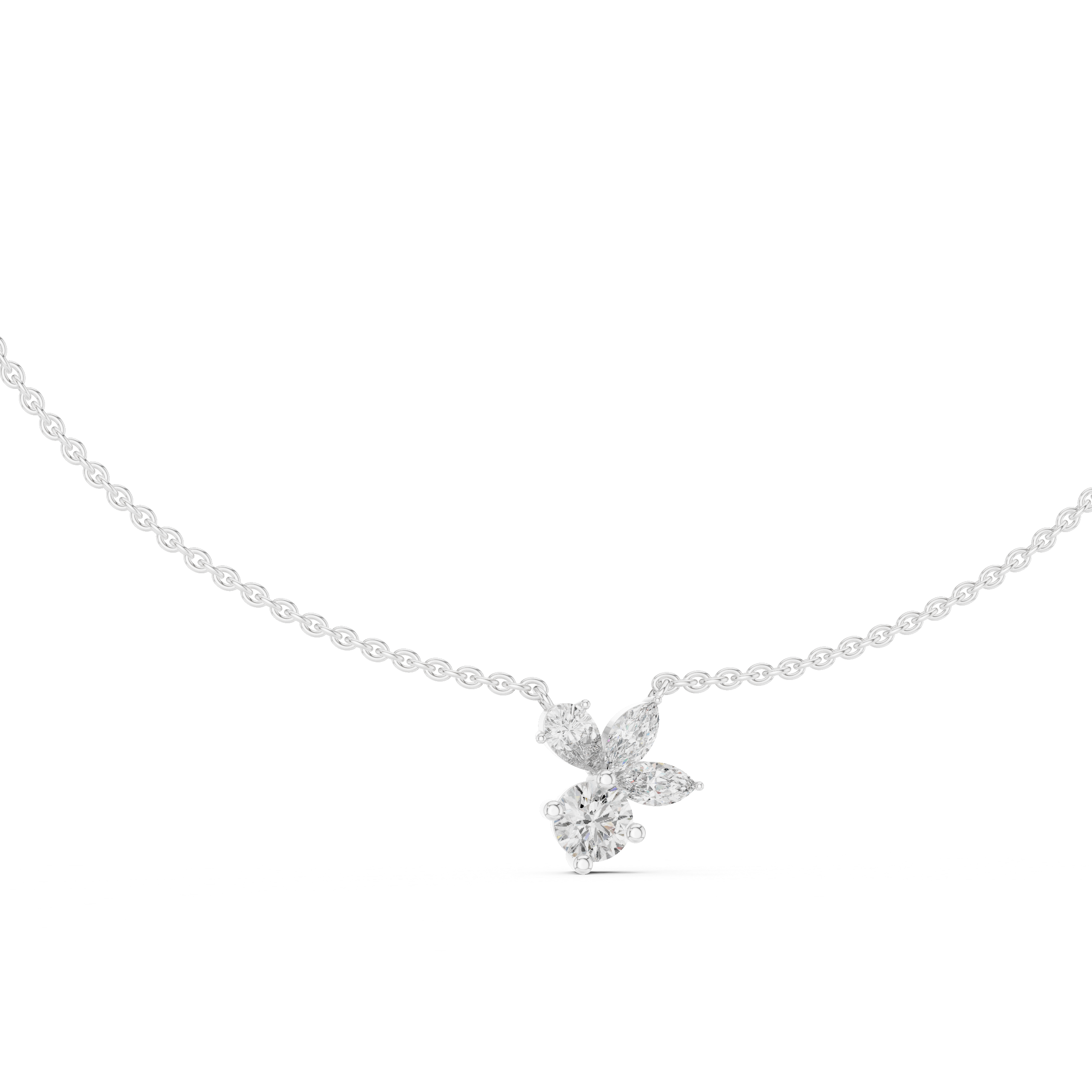 Floral Diamond Cluster Necklace