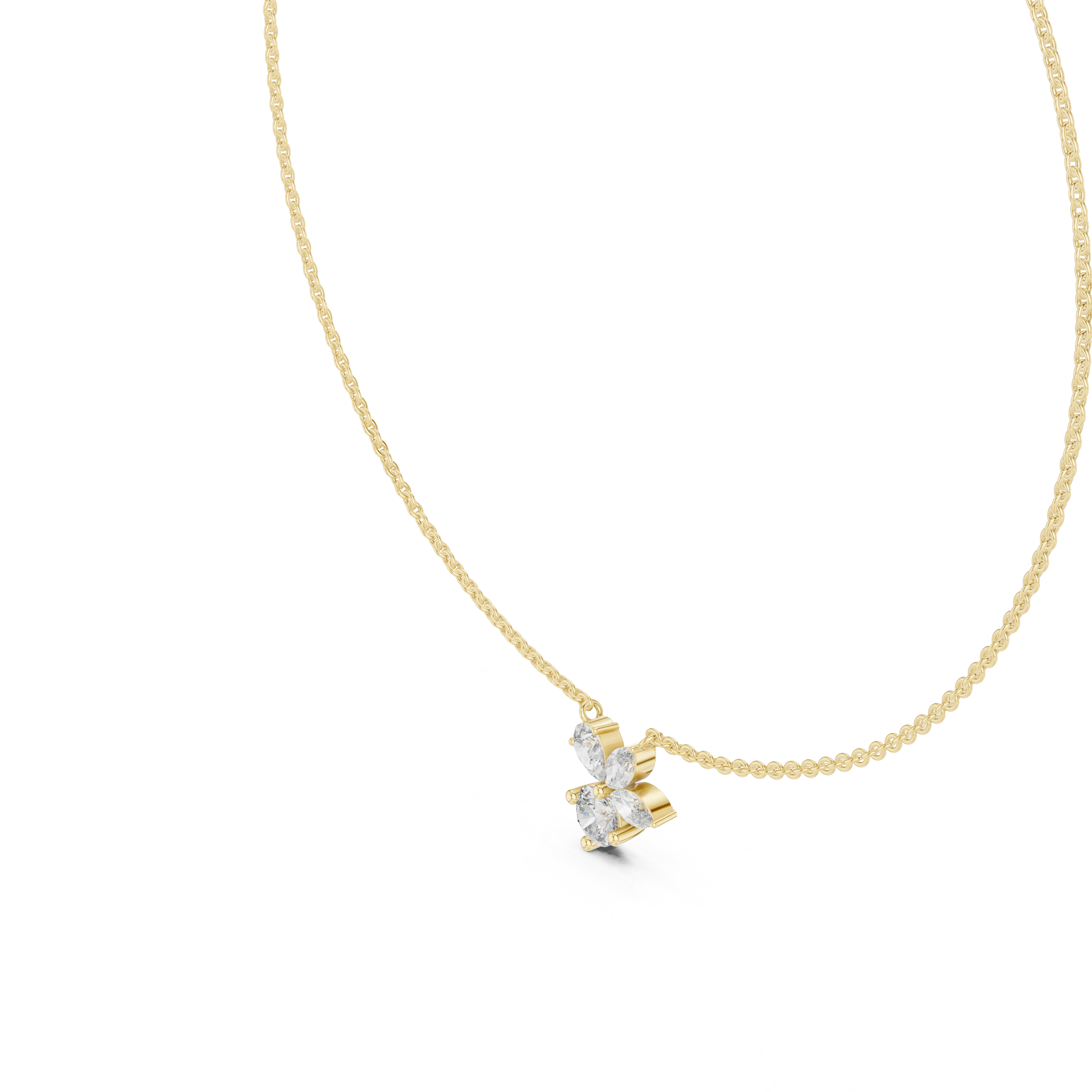 Floral Diamond Cluster Necklace