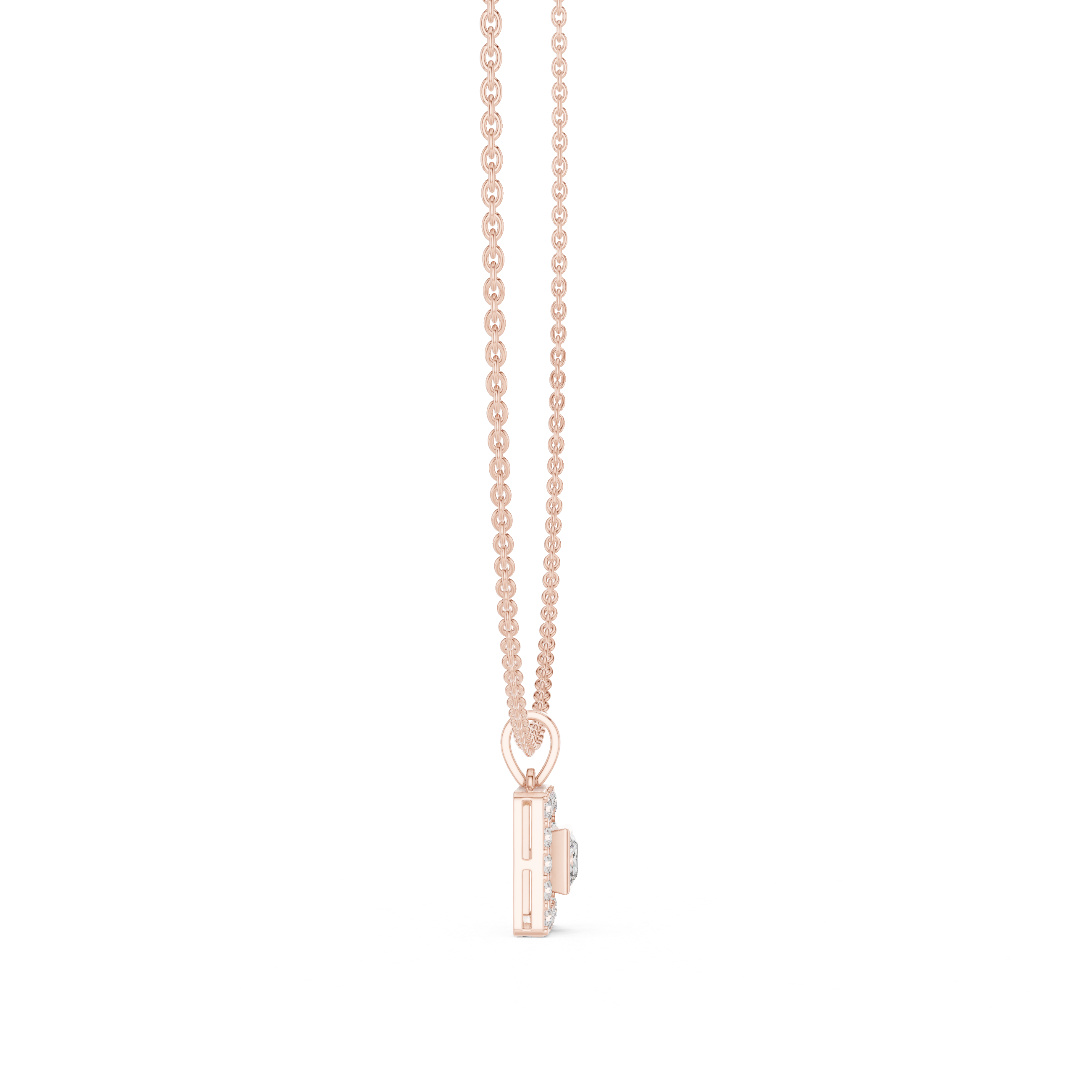 Square Halo Diamond Necklace