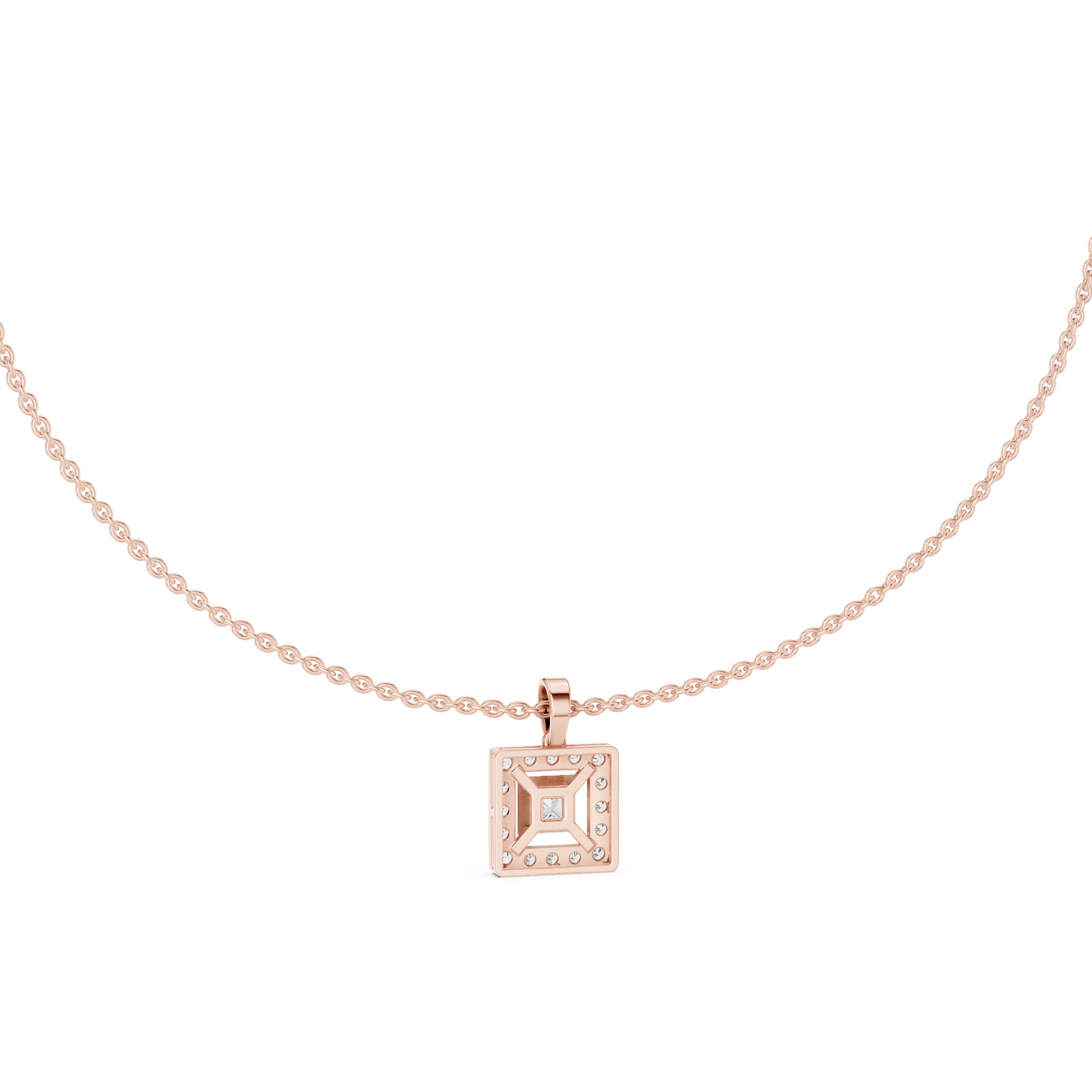 Square Halo Diamond Necklace