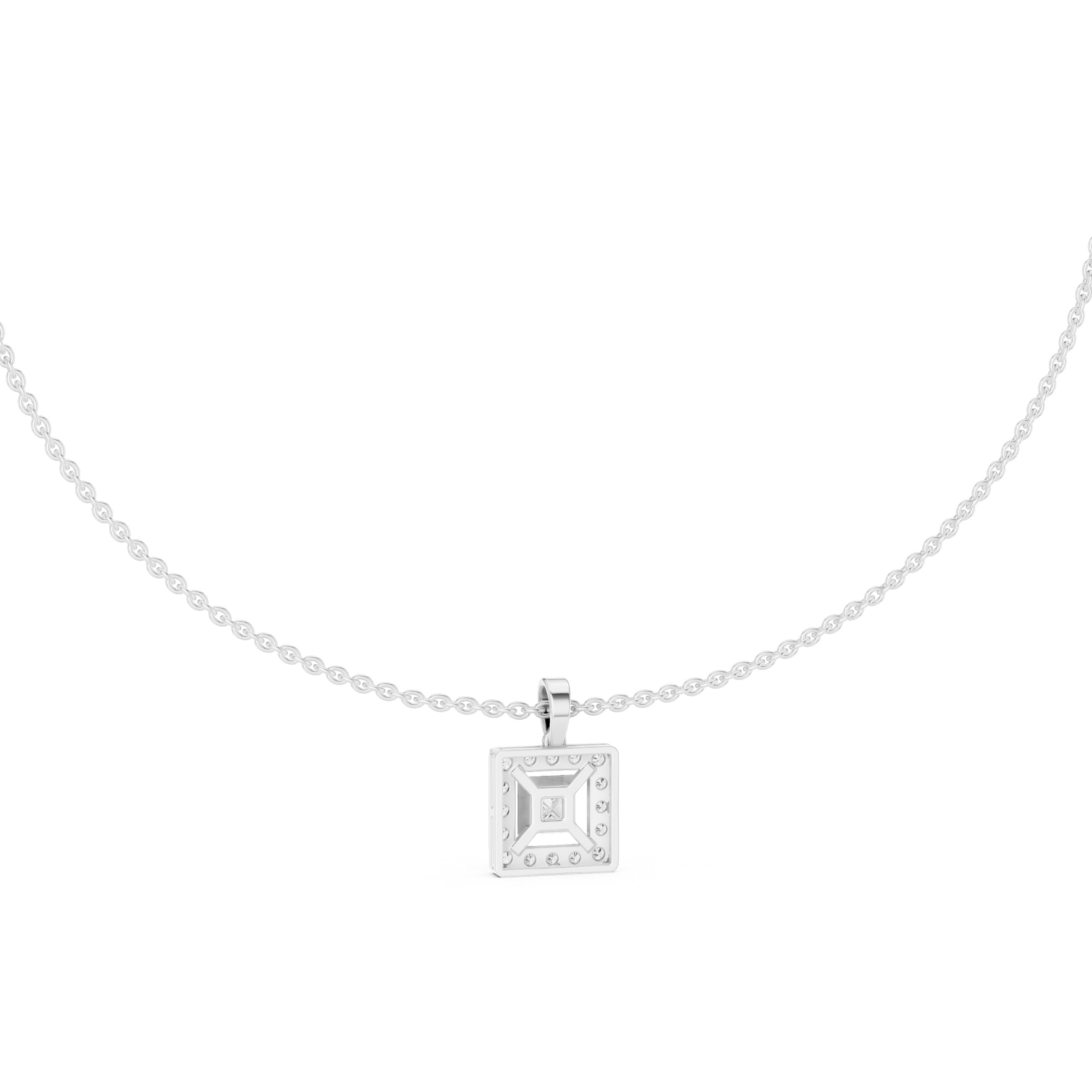 Square Halo Diamond Necklace