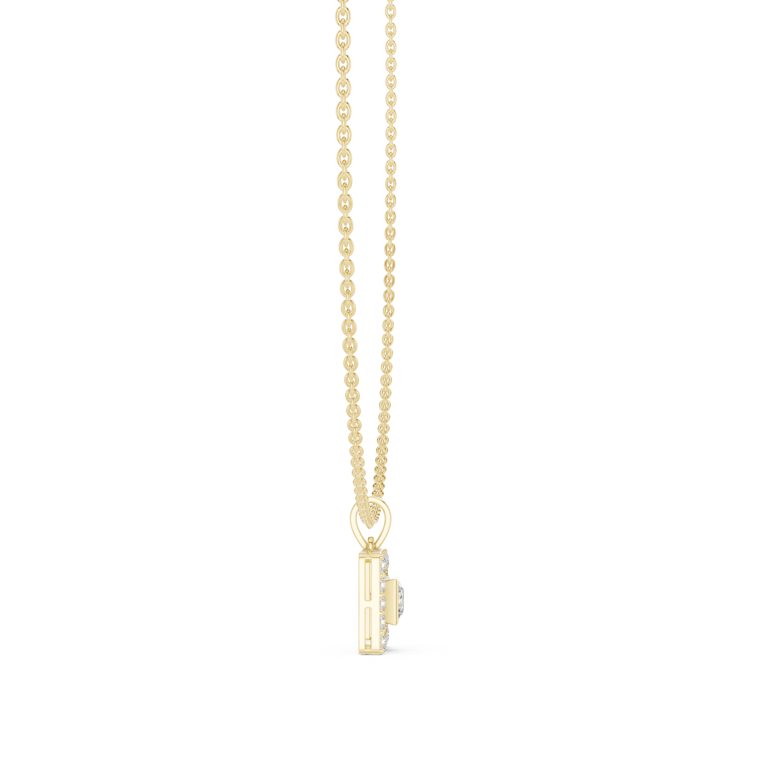 Square Halo Diamond Necklace